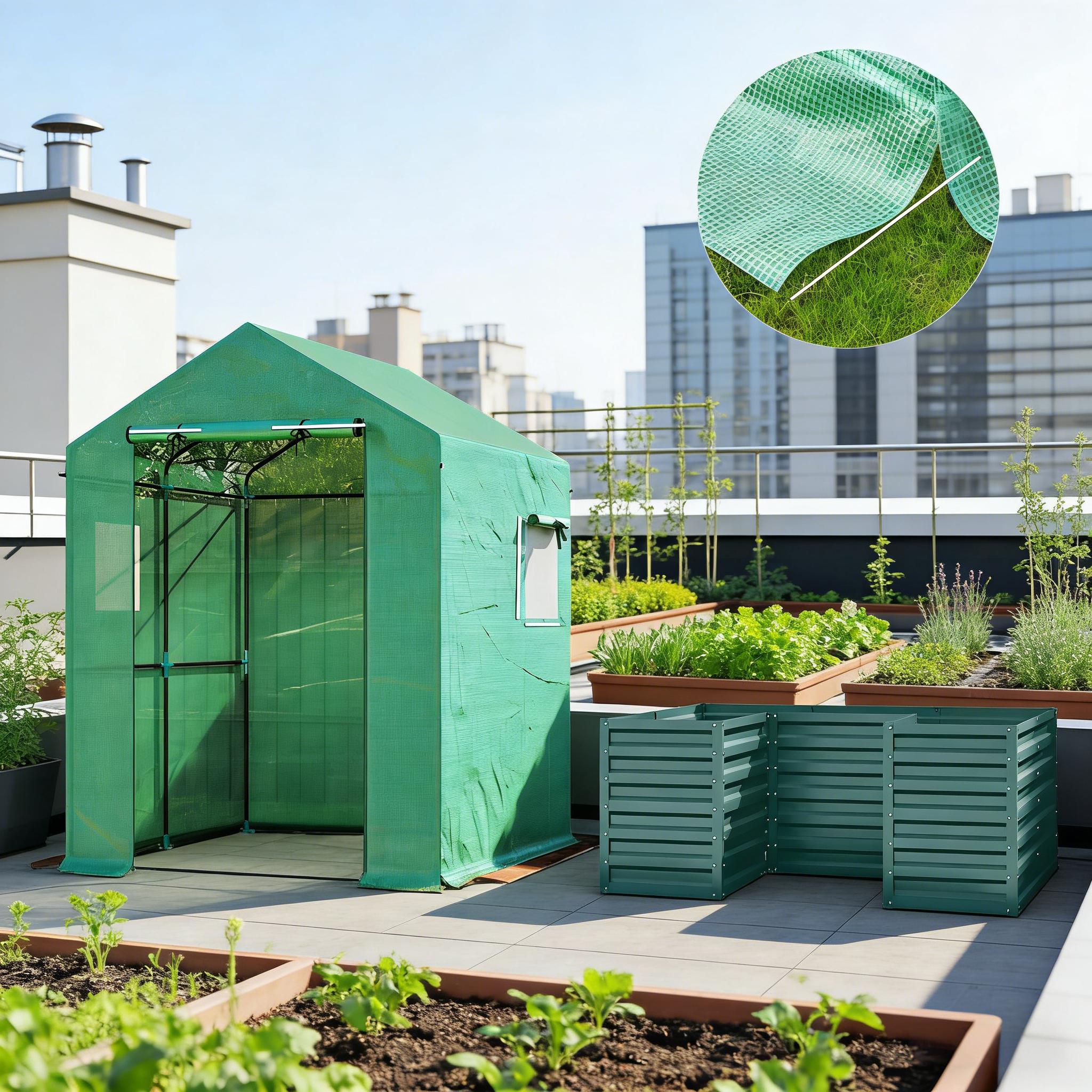 Green Green Greenhouse with Raised Garden Bed