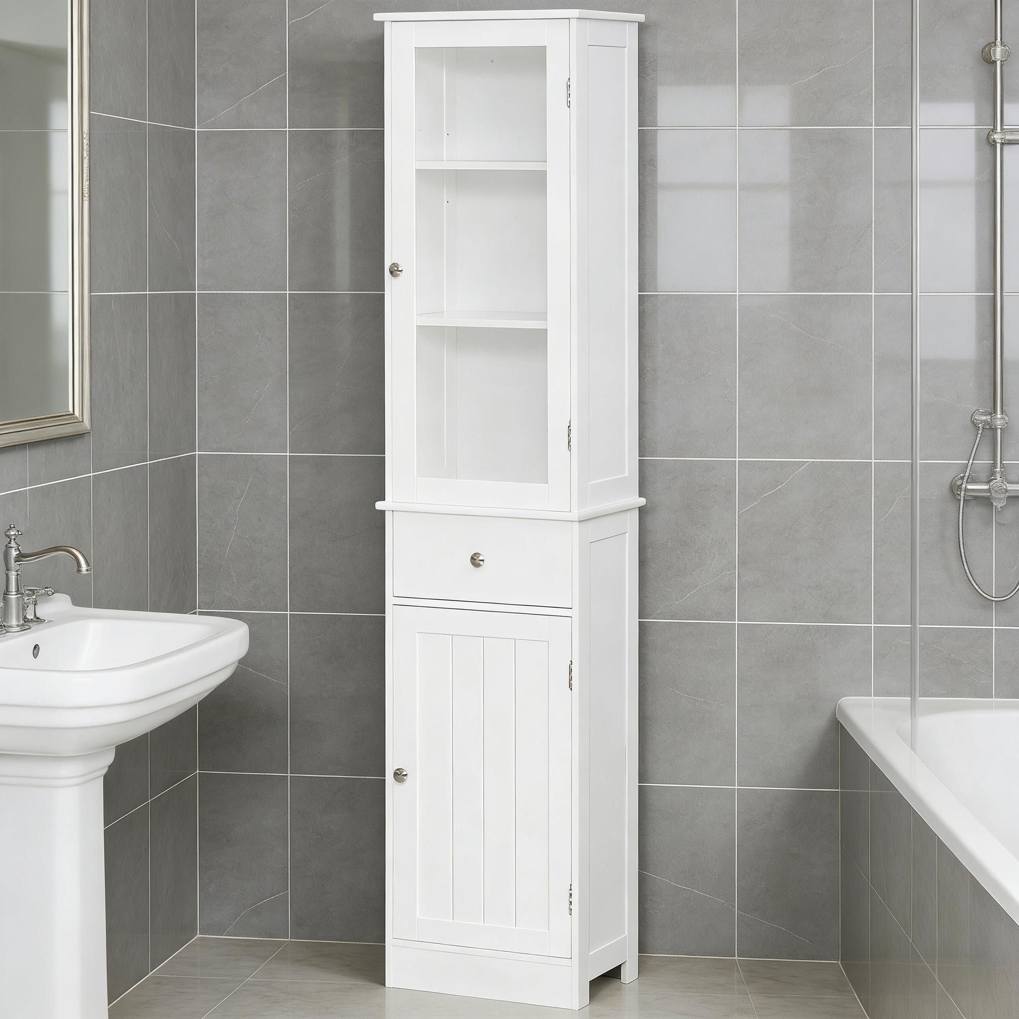 Bathroom Storage Cabinet, Tall Bathroom Cabinet, Narrow Linen Tower