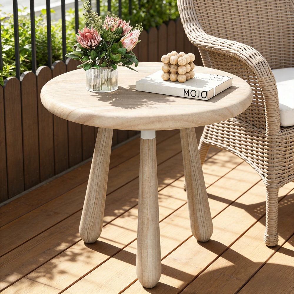 18 Inch Outdoor Mahogany Wood Side Table with Thickened Board for Different Scenarios, Such As Porch and Living Room