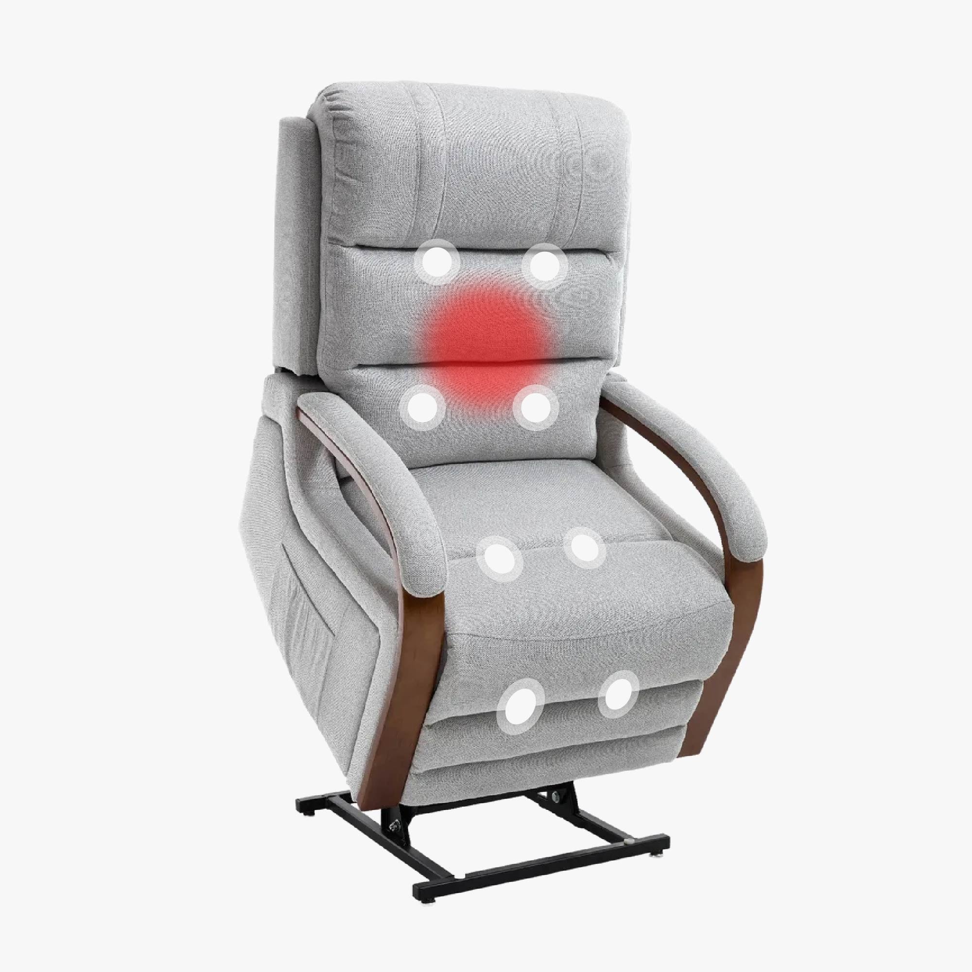 Power Lift Recliner Chair with Massage & Heat for Elderly, Dual Motor Electric Lift Recliner, Egyptian Velvet Fabric Upholstery, Side Pockets, Gray