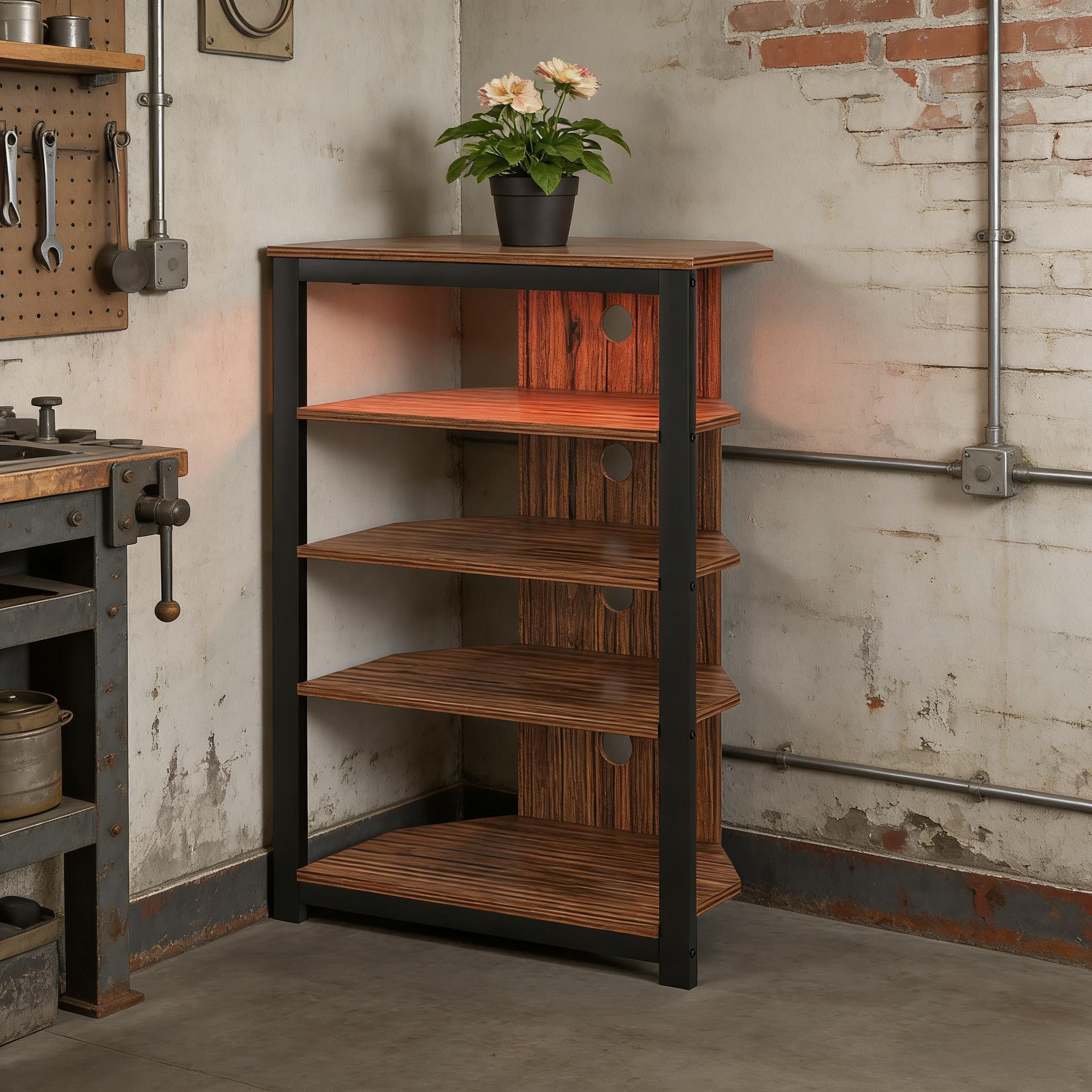 LED TV Stand, Entertainment Center with Storage Shelves and Steel Frame