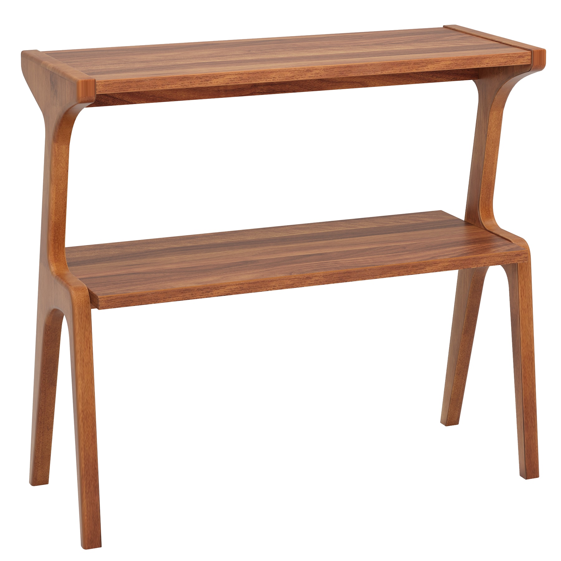 Solid Wood End Table, 2-Tier Sofa Side Table with Storage Shelf