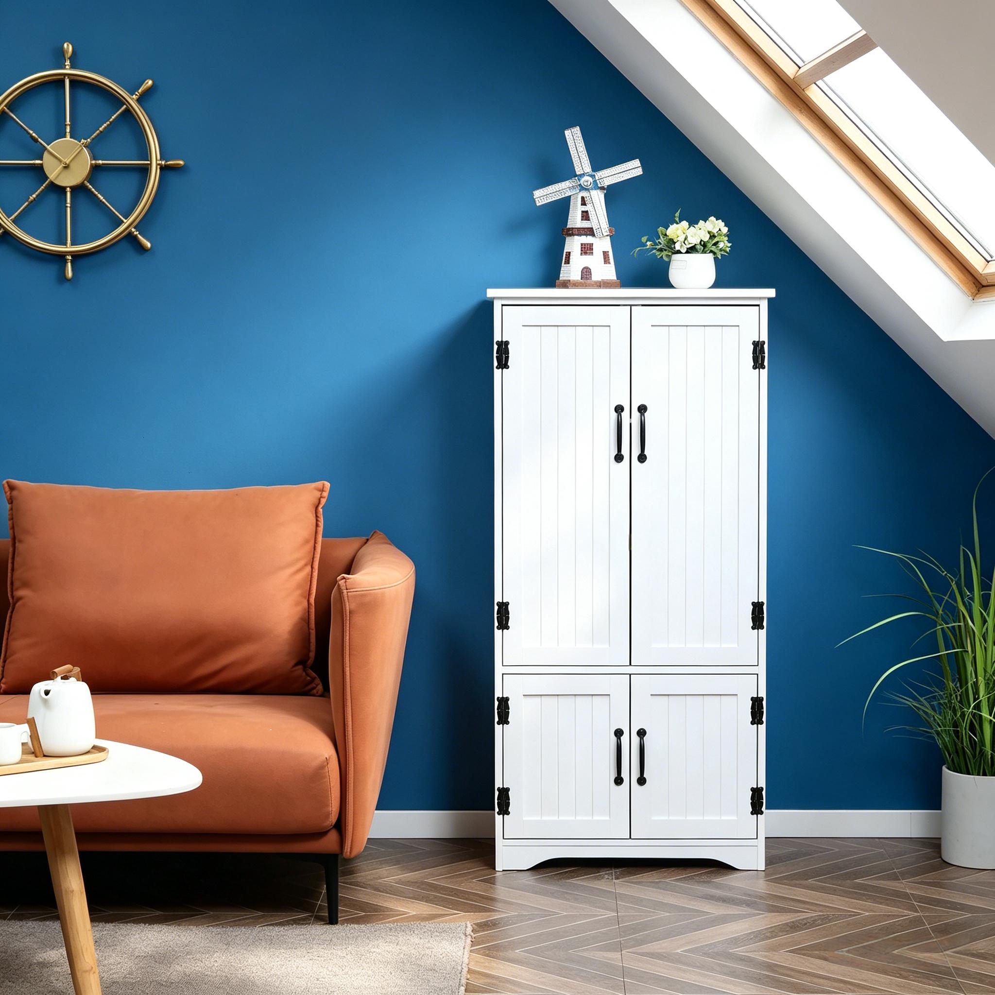 Accent Floor Storage Cabinet Kitchen Pantry with Adjustable Shelves