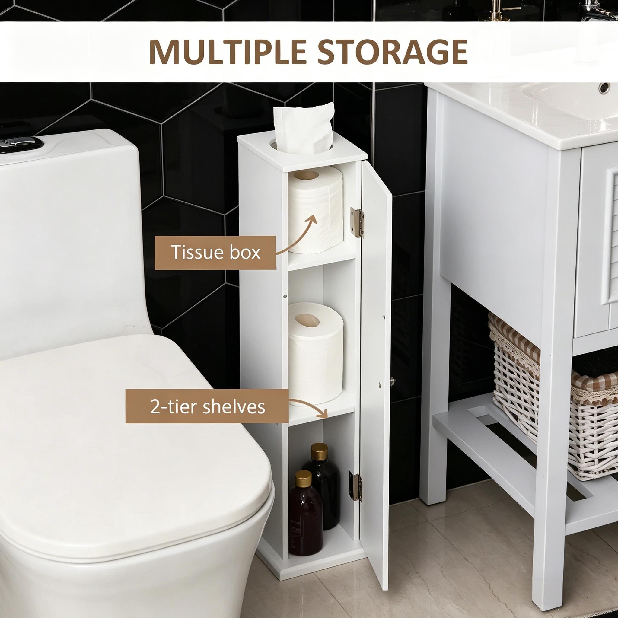 Small Toilet Paper Cabinet, Bathroom Corner Cabinet with Doors and Shelves