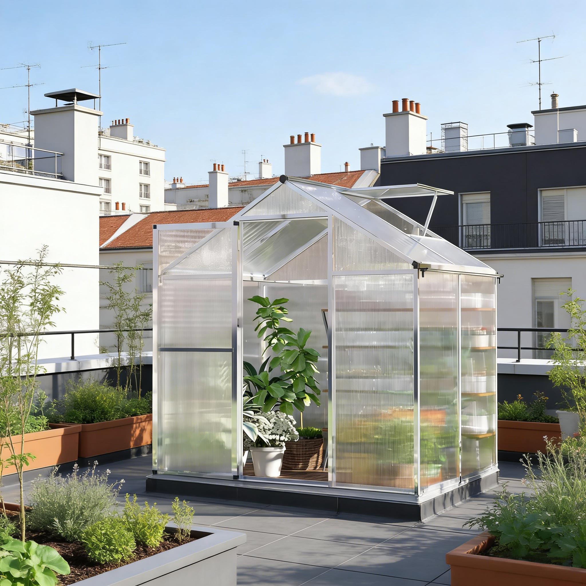Winter Walk-In Polycarbonate Greenhouse with Roof Vent 4' L x 6' W