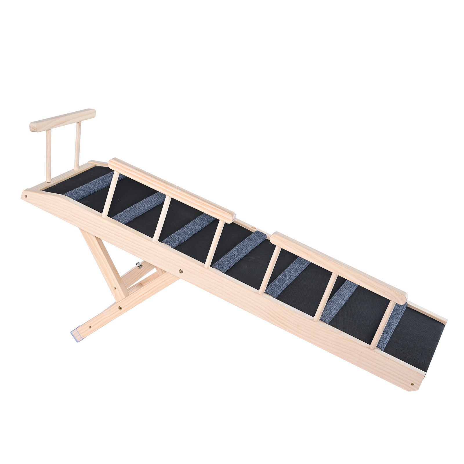 Dog Ramp, Folding Pet Ramp for Bed, Adjustable Dog Ramp for Small, Large, Old Dogs & Cats, Wooden Pet Ramp with 47.2