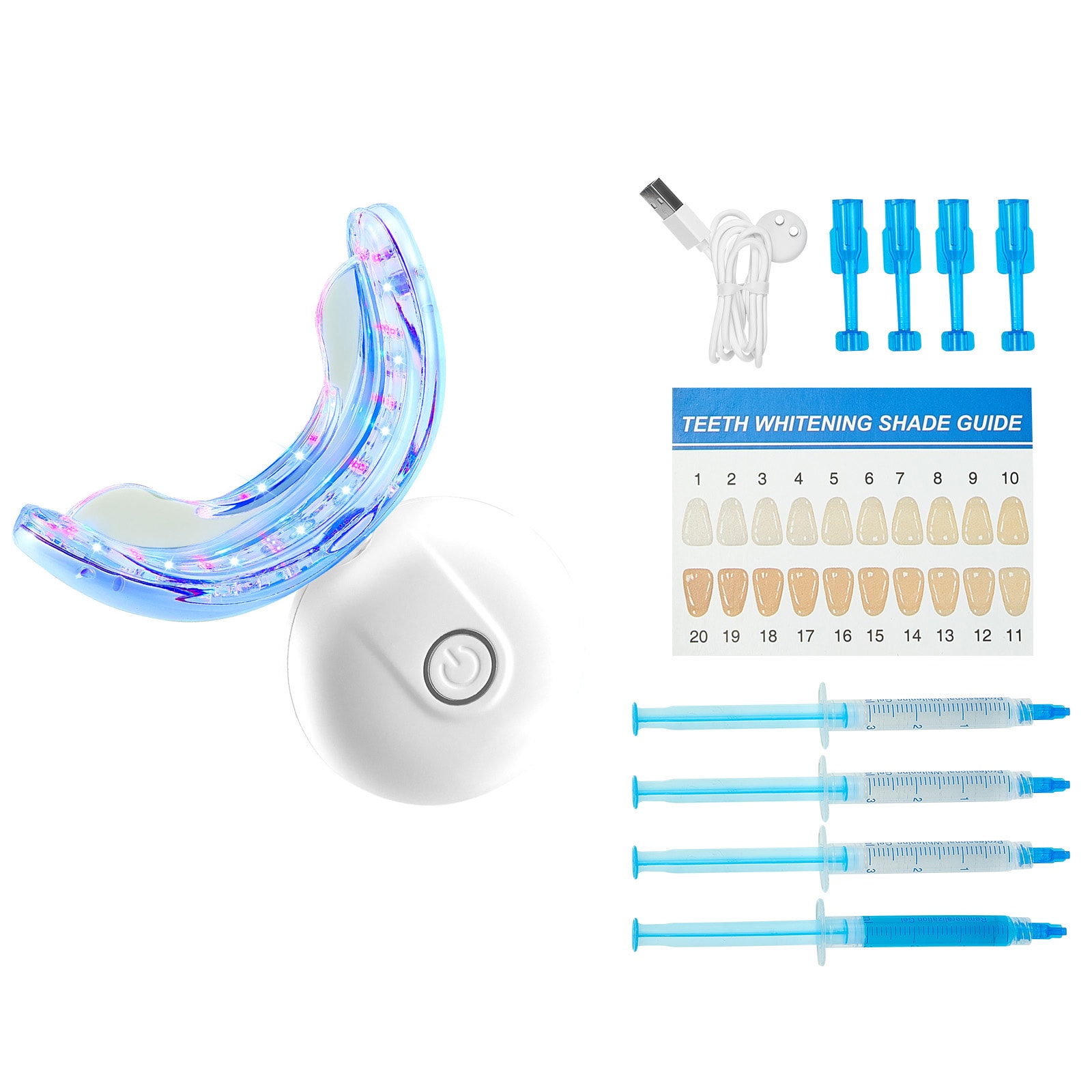 Teeth Whitening Kit with LED Light, 32 LED Accelerator Lights, Whitening Gel Syringe, Desensitizing Gel, and U-Shaped Tray, Wireless Portable Kit Fast and Effectively Removes Stubborn Stains