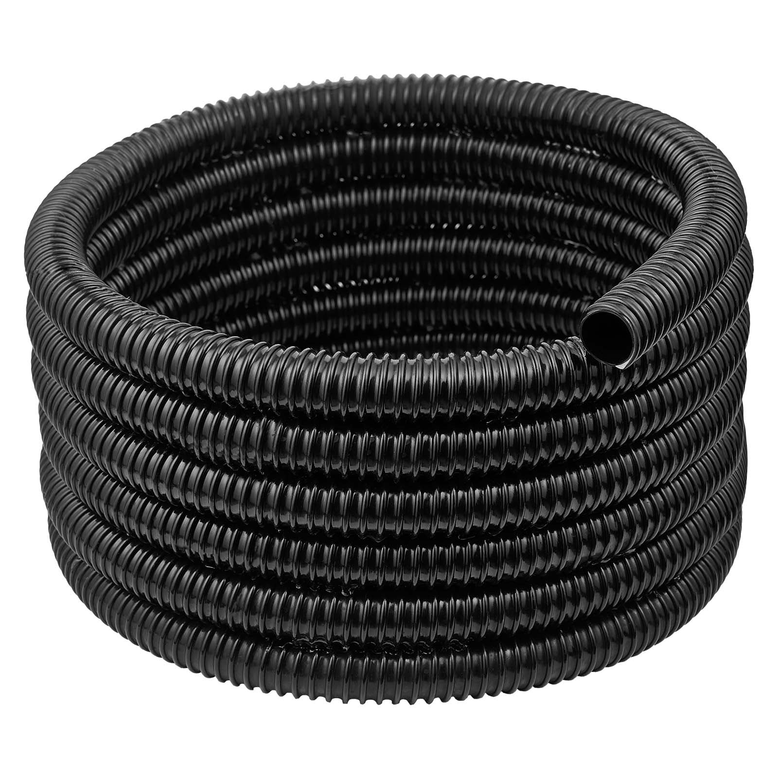 21 ft Corrugated Pond Tubing, 1 inch Inner Diameter, Flexible PVC Hose, Black Drain Pipe, Plastic Corrugated Water Tubing for Pond, Pump, Fountain, Garden, Swimming Pools, Filters, (1 pcs)