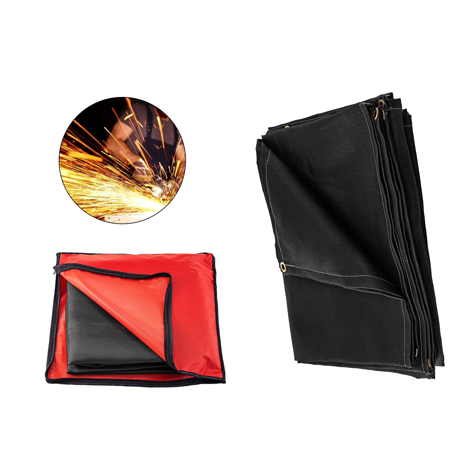 10 x 10 Ft Welding Blanket Black Fiberglass Blanket Portable Fiberglass Fire Retardant Blanket Welding Mat Welding Fireproof Thermal Resistant Insulation With Carry Bag