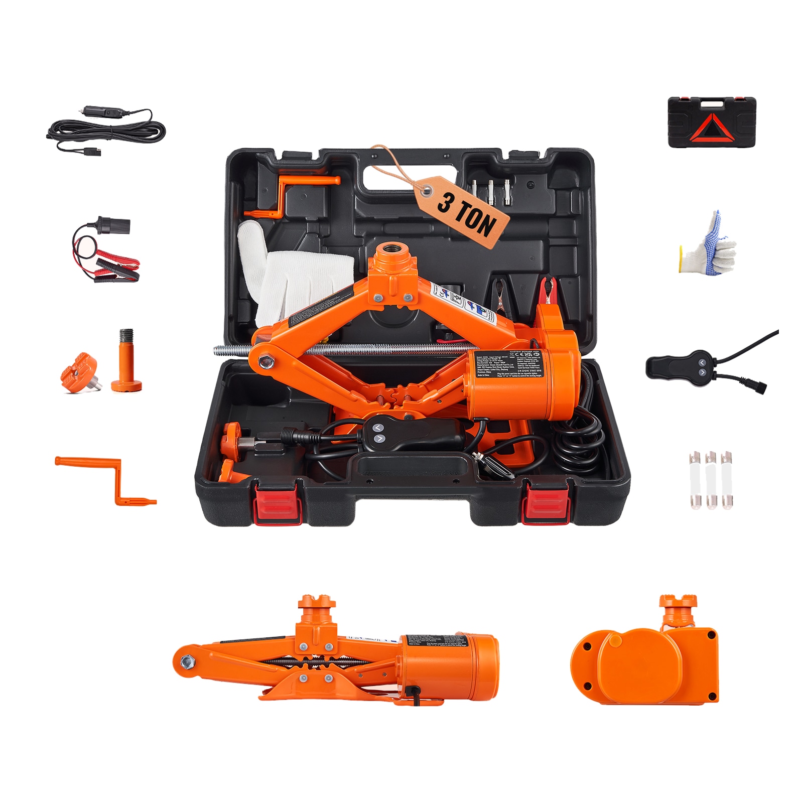 Electric Car Jack, 3 Tons /6600 lbs Scissor Jack, 12V Electric Automatic Jack with Double Saddles and Remote Control, Portable Car Jack for Sedan, SUV, Truck Tire Change