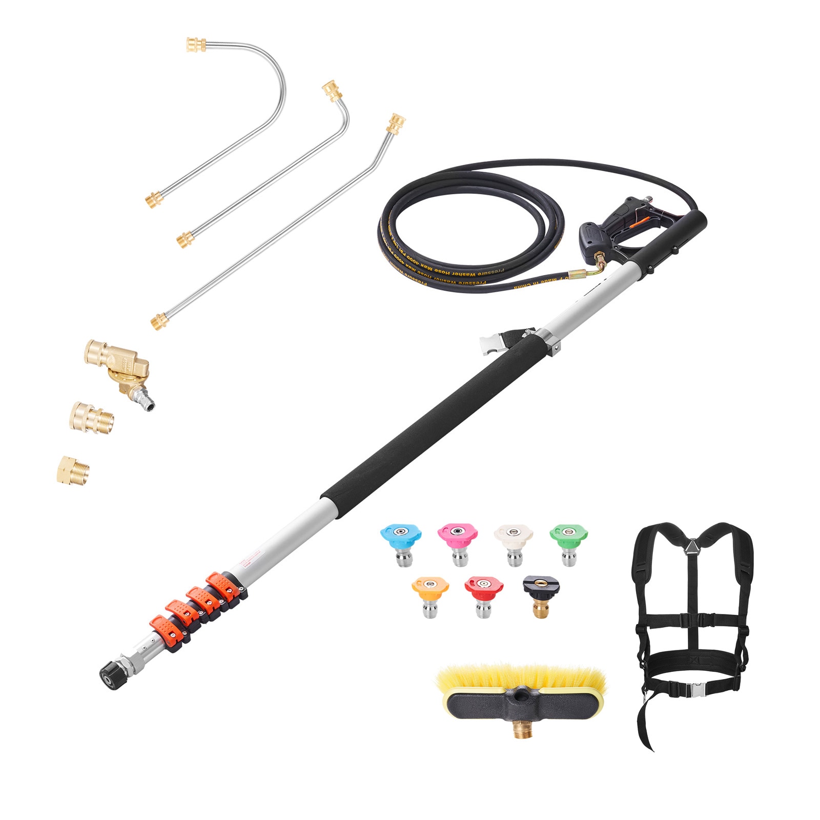 Pressure Washer Telescoping Wand 21 ft Brush Head Included Telescopic Spray Wand