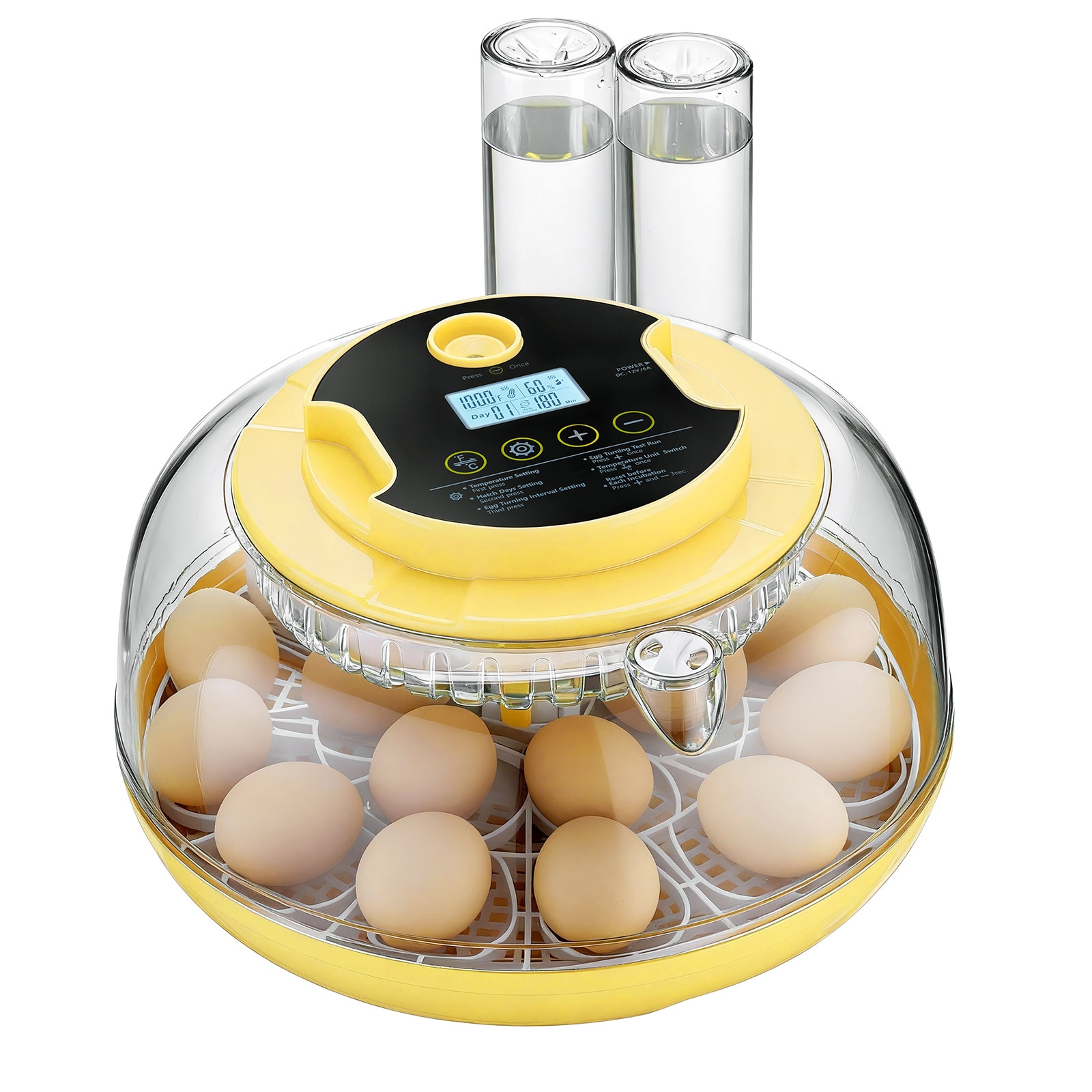 18 Egg Incubator, Automatic Egg Turner with LED Candler, Temperature & Humidity Control, 360° View Clear Window, Auto Water Refill, Poultry Eggs Incubators for Hatching Chicks Ducks Goose Quail