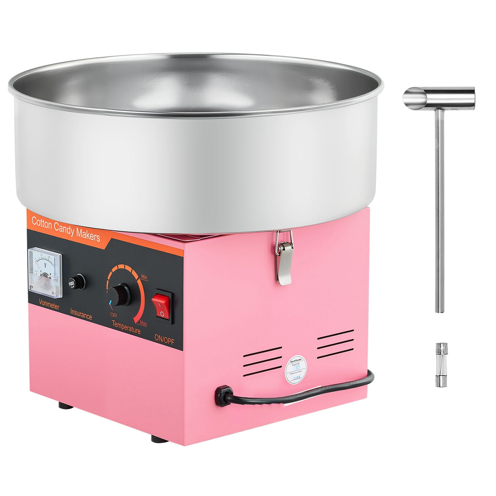 Commercial Cotton Candy Machine Electric Sugar Floss Maker Stainless Steel Pink