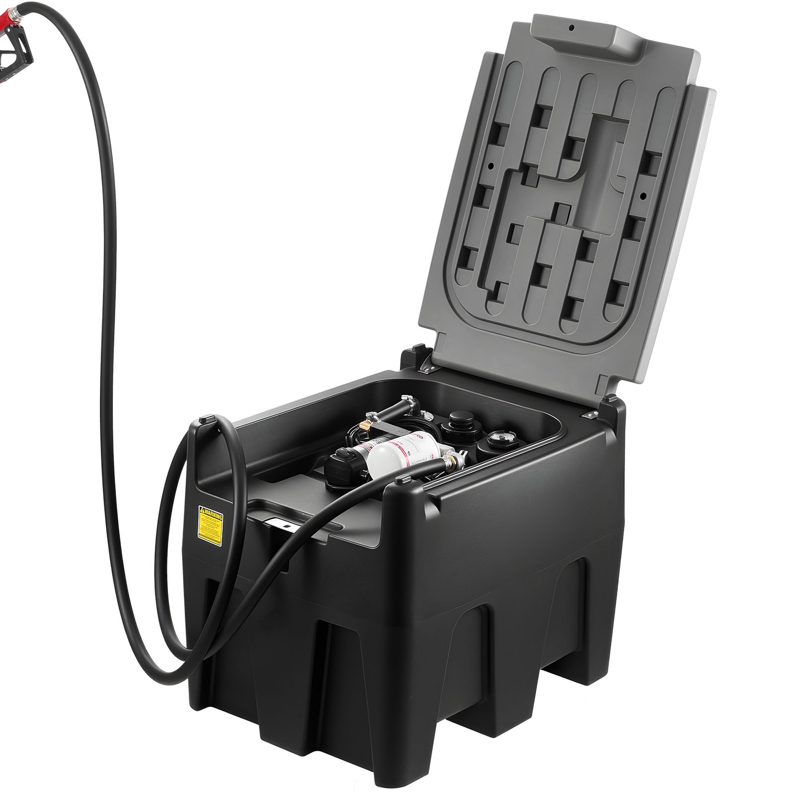 Portable Diesel Tank 58 Gal Diesel Fuel Tank with 12V Transfer Pump 10 GPM Black