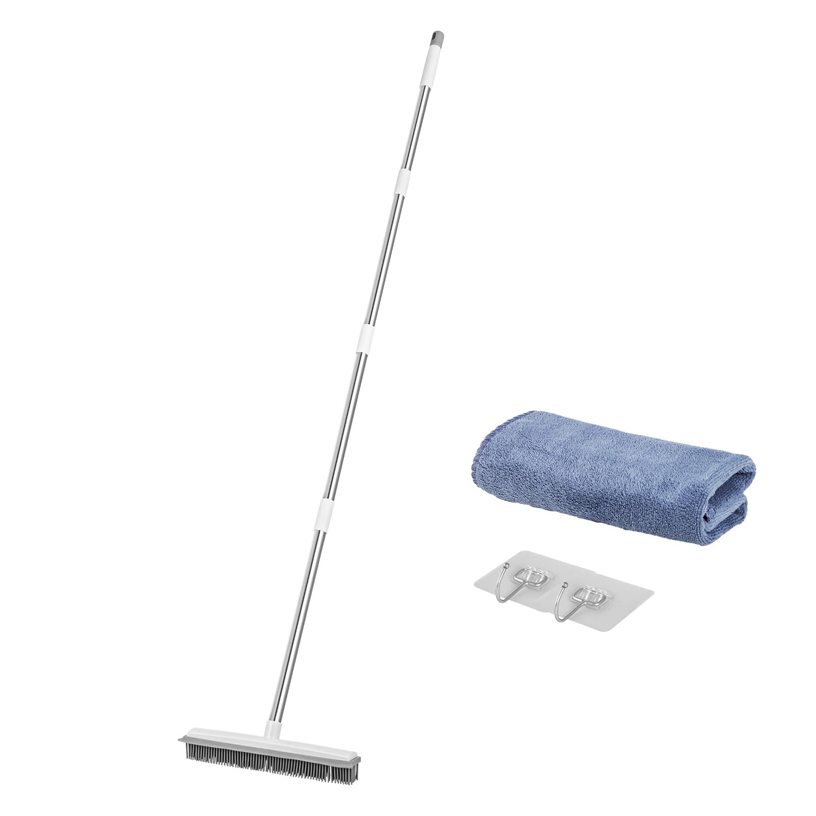 Pet Hair Removal Broom 58.46 in Adjustable Long Handle Pet Hair Rubber Broom