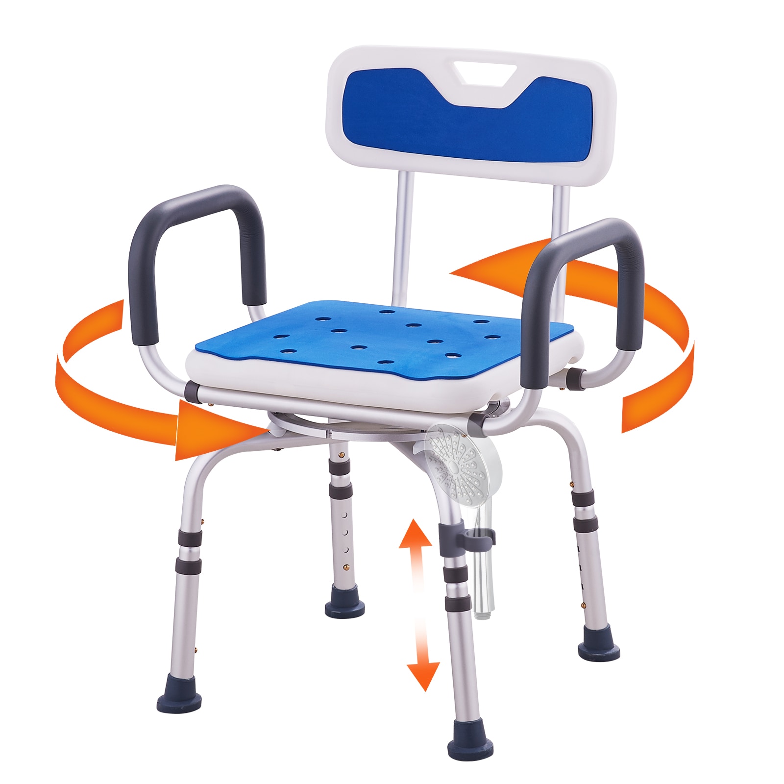 Shower Chair 360° Swivel Tub Shower Seat with Armrests & Backrest 400lbs
