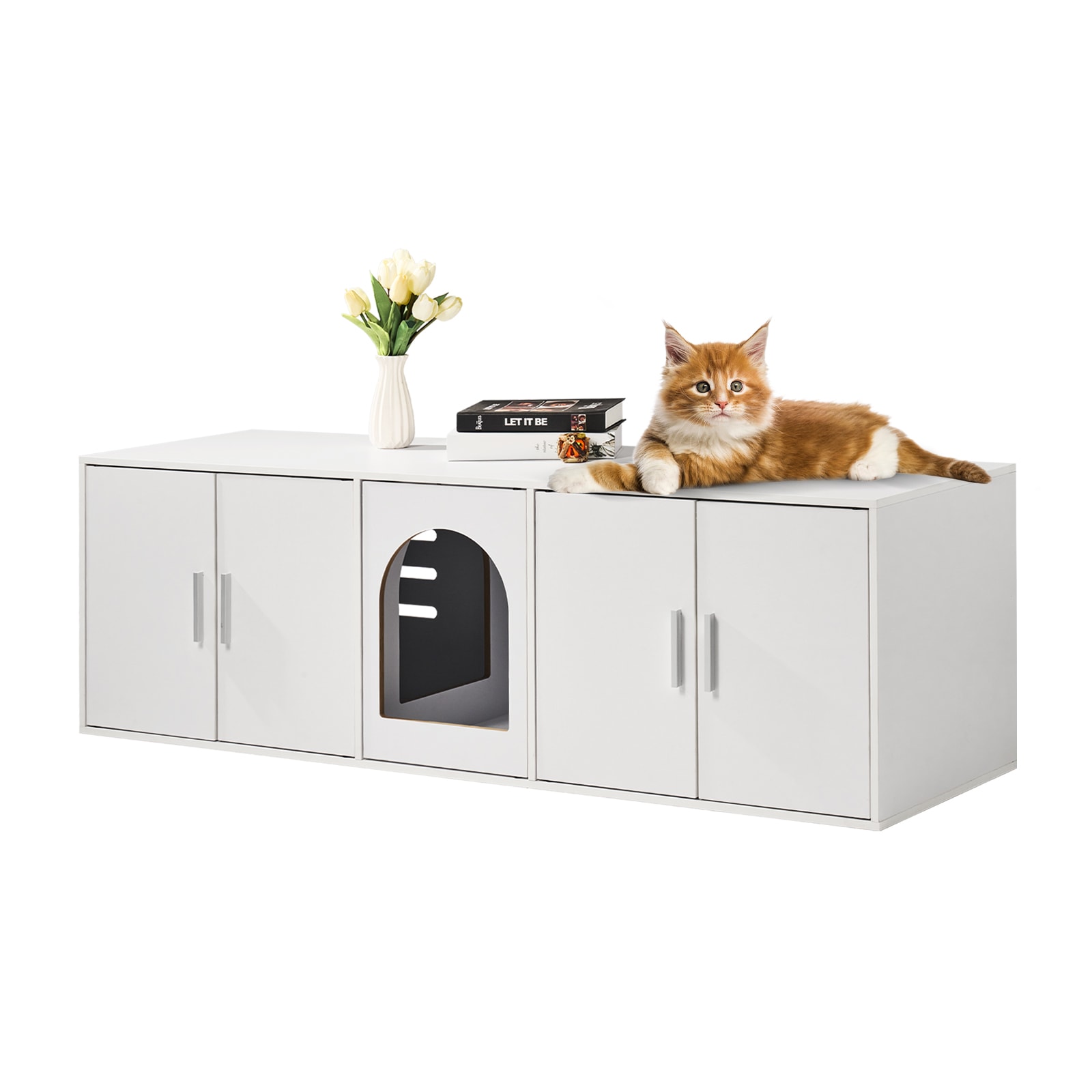 Cat Litter Box Enclosure Wooden Litter Box Furniture Hidden 57.9
