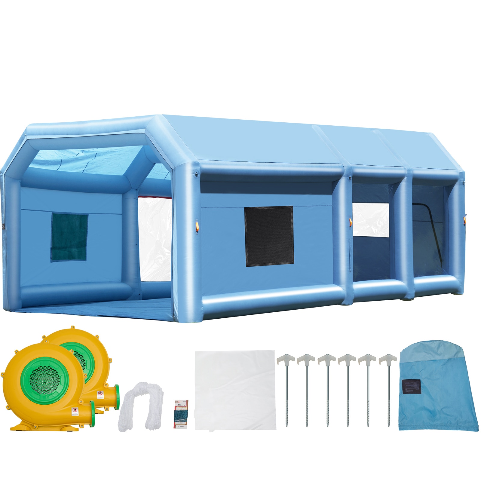 Inflatable Paint Booth, 26.2 x 14.8 x 9.8 ft Inflatable Spray Booth, Portable Car Paint Booth for Small Truck, with 950W+750W Powerful Blowers and Air Filter System, Large Motorcycle, Midsize SU
