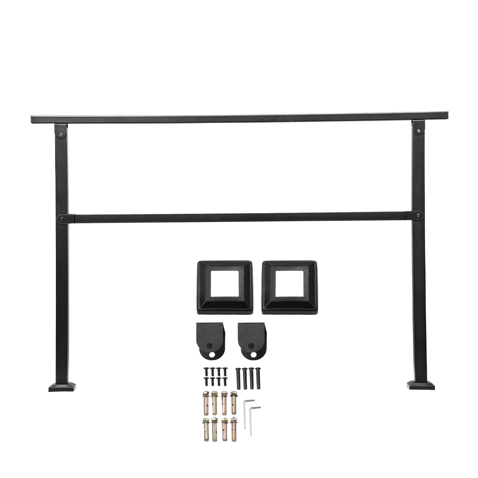Outdoor Handrails for 4-5 Step Stairs Black Square Tube Easy Install for Senior