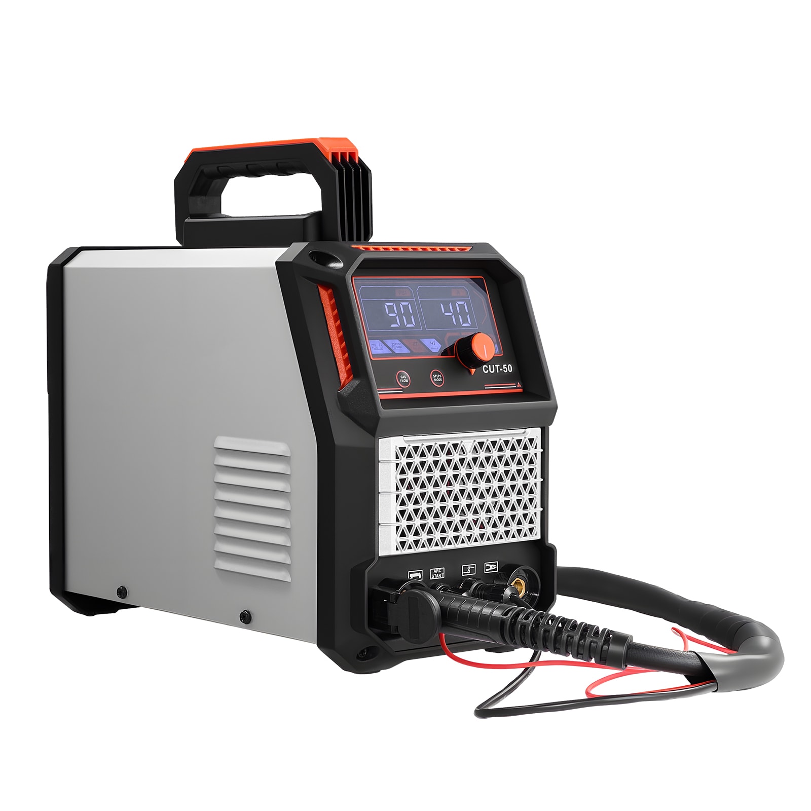 等离子切割机，50A非接触式引弧等离子切割机，110V/220V双电压，数字显示IGBT逆变器 - 带2T/4T功能和可调PA/PT时间，适合家庭修理和工作坊使用