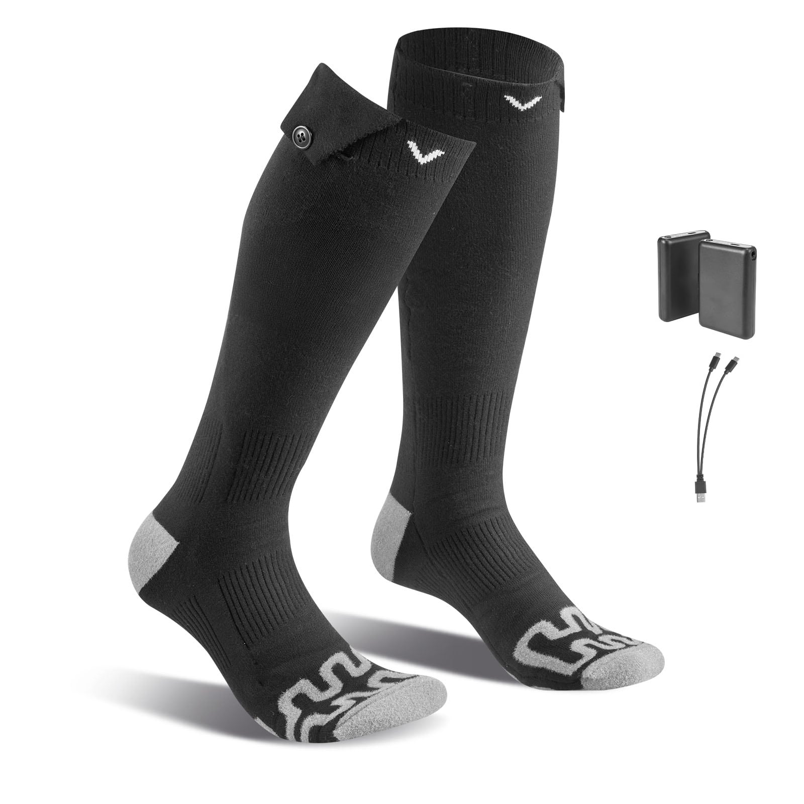 Heated Socks, 5000mAh Battery Powered, Rechargeable Heating Socks with 4 Heating Levels, Electric Heated Sock for Men Women, Foot Warmer for Hunting Riding Camping Hiking Skiing, Outdoor Work