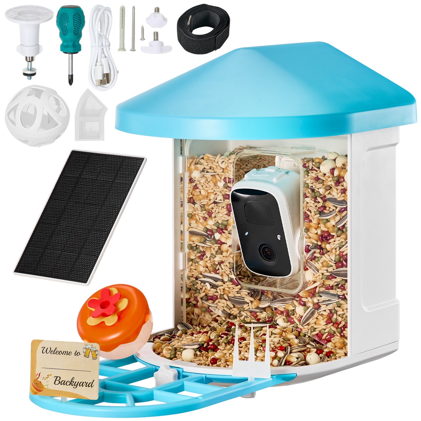 Smart Bird Feeder with Camera 2K HD AI Identify Bird Species Auto Capture