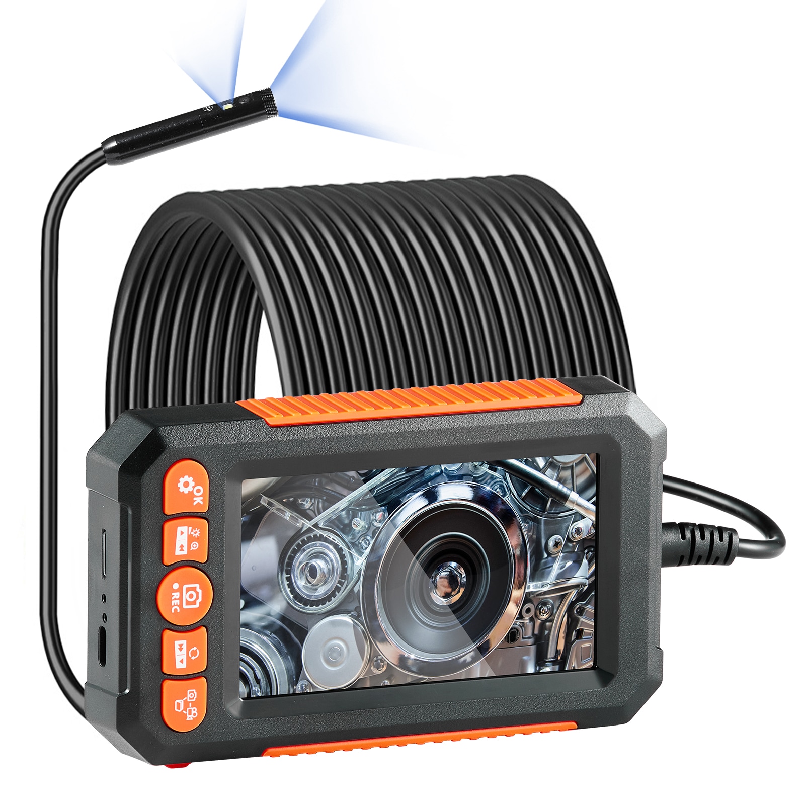Endoscope Camera with Lights Dual Lens Borescope 49.2FT Cable 4.3