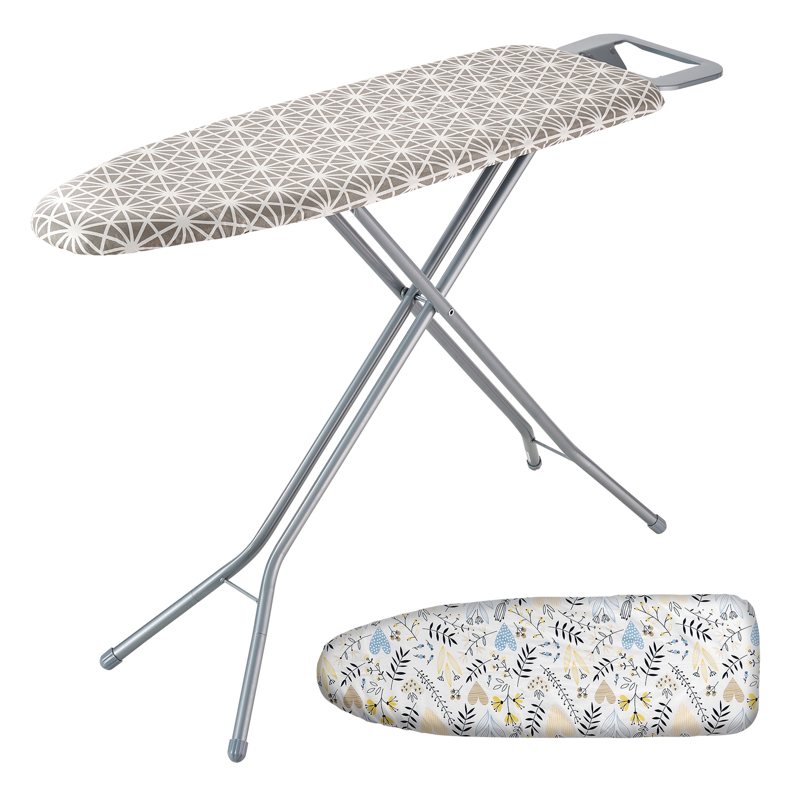 Ironing Board with Large 51 x 13 Ironing Surface, Thickened 4 Layers Iron Board with Heat Resistant Cover and 100% Cotton Cover, 7 Adjustable Heights Ironing Board for Home Laundry Room Use