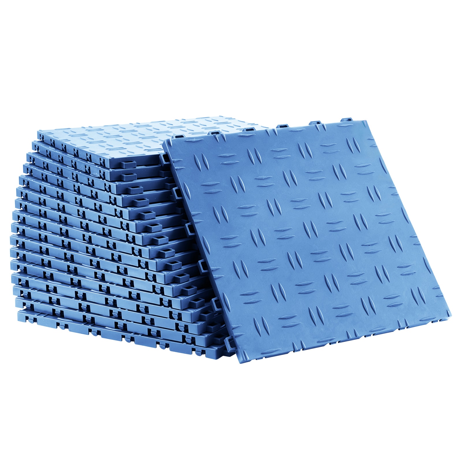 Garage Tiles Interlocking, 12 x 12 x 0.53 inch 50 Pack Garage Floor Covering Tiles, Non-Slip Double-Sided Texture Garage Flooring Tiles, for Garages, Basements, Repair Shops, Blue