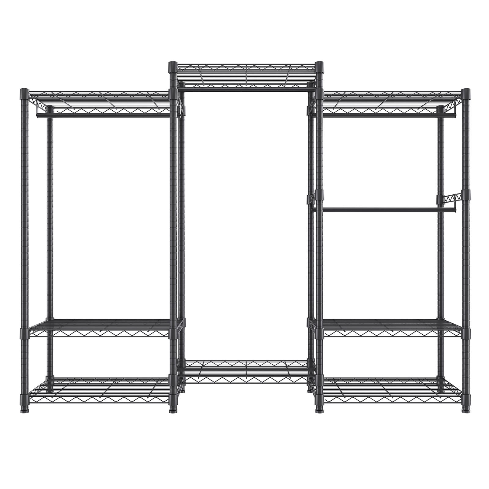 Heavy Duty Clothes Rack, Rolling Clothing Garment Rack with 4 Hang Rods & 8 Storage Tiers, Adjustable Custom Closet Rack, Freestanding Wardrobe for Hanging Clothes, 800 lbs Load Capacity