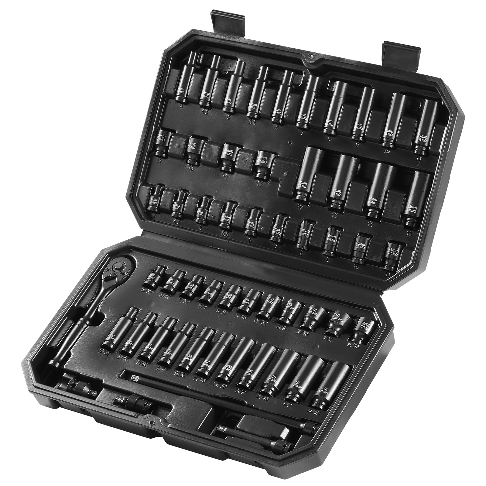 Impact Sockets Set 55pcs 6-Point 1/4