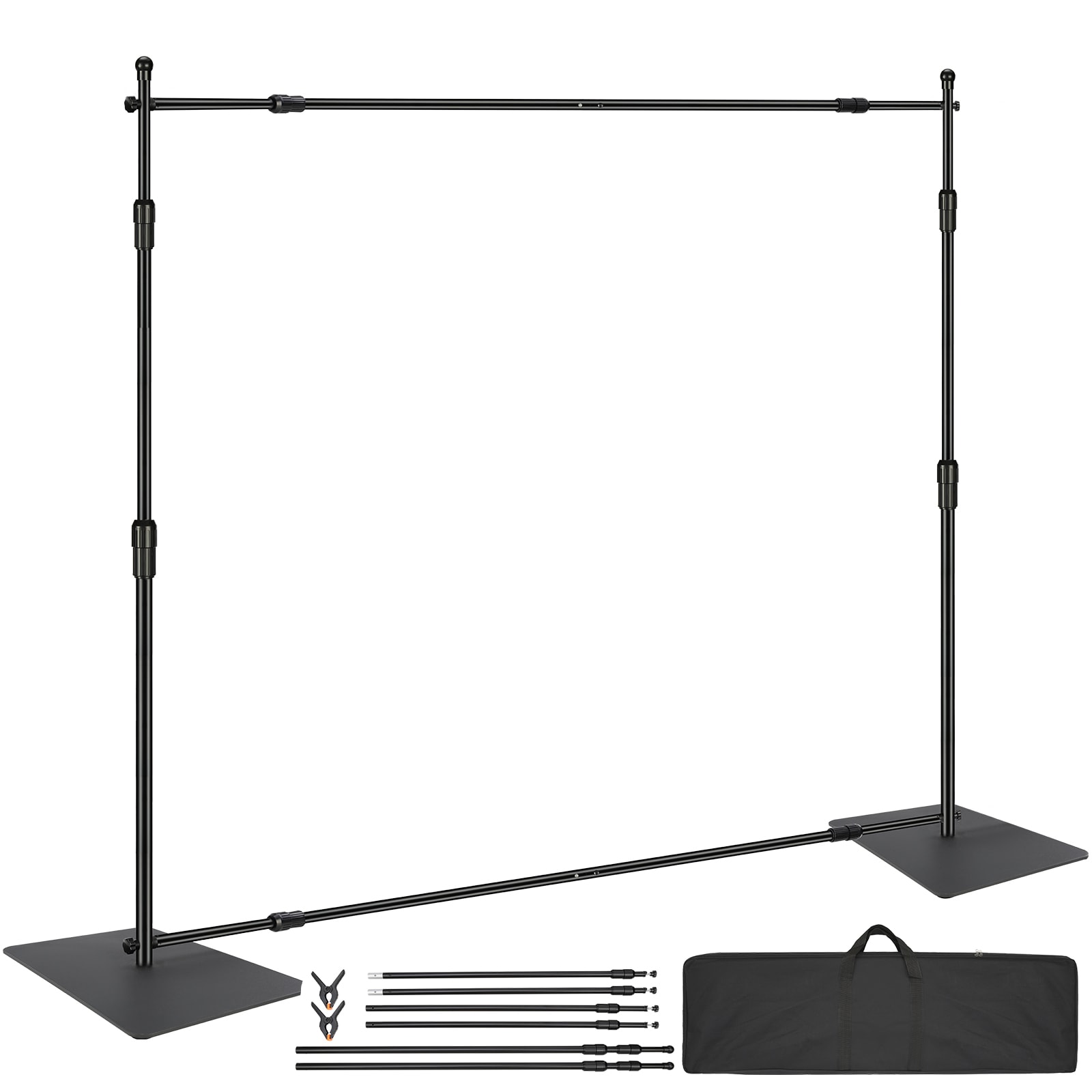 10ft x 10ft Pipe and Drape Kit, Heavy Duty Backdrop Stand with Carbon Steel Base, Adjustable Backdrop Support with 6 Clamps and A Carry Bag for Wedding, Party, Event, Photography, and Exhibition