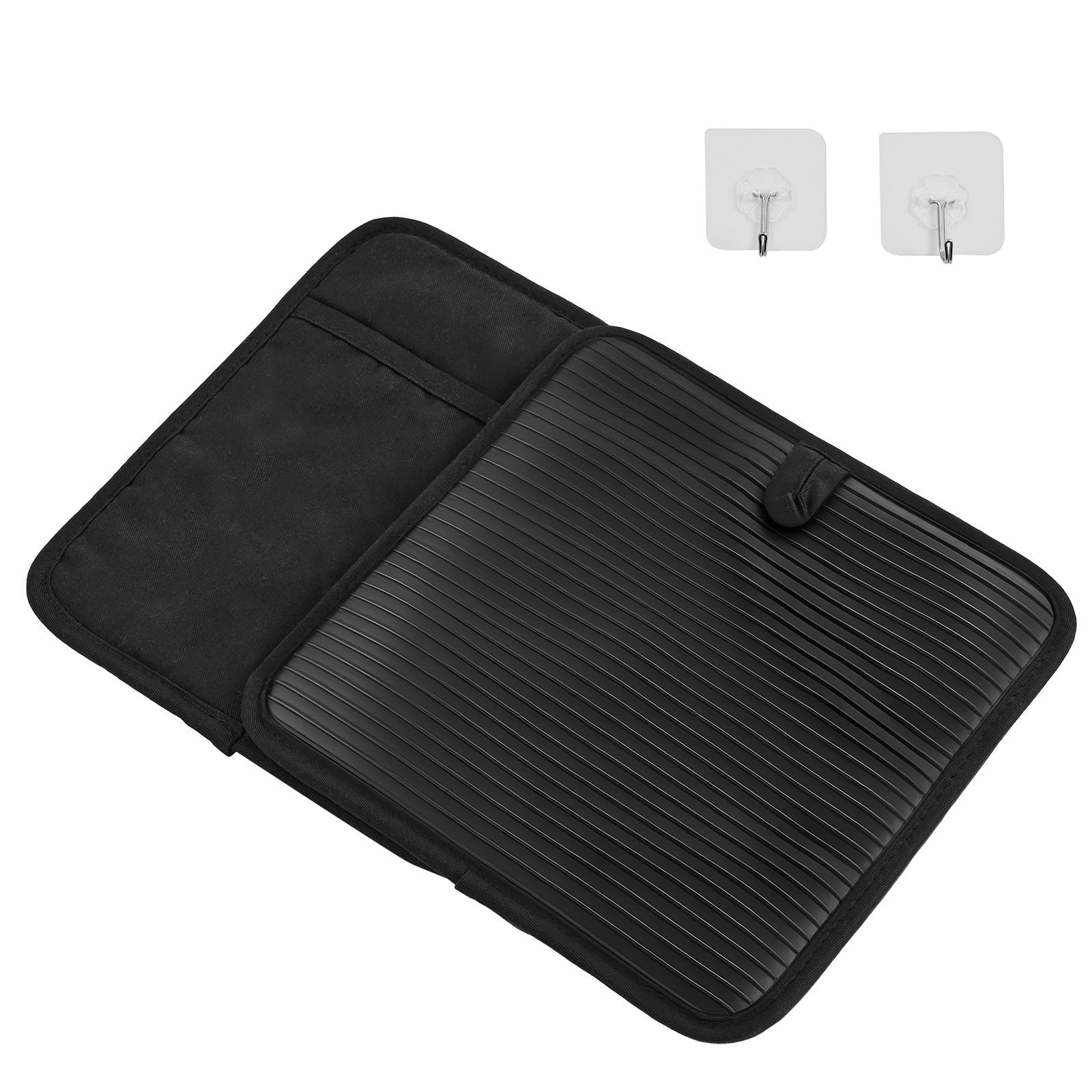 Pot Holders, Heat Resistant to 500°F with Ribbed Soft Anti-Slip Silicone Strips, 100% Cotton 9.06 x 8.98 inch Hot Pads with 2 No-Marks Hooks, Washable Pot Trivets for Kitchen & Barbeque, 2 Pack