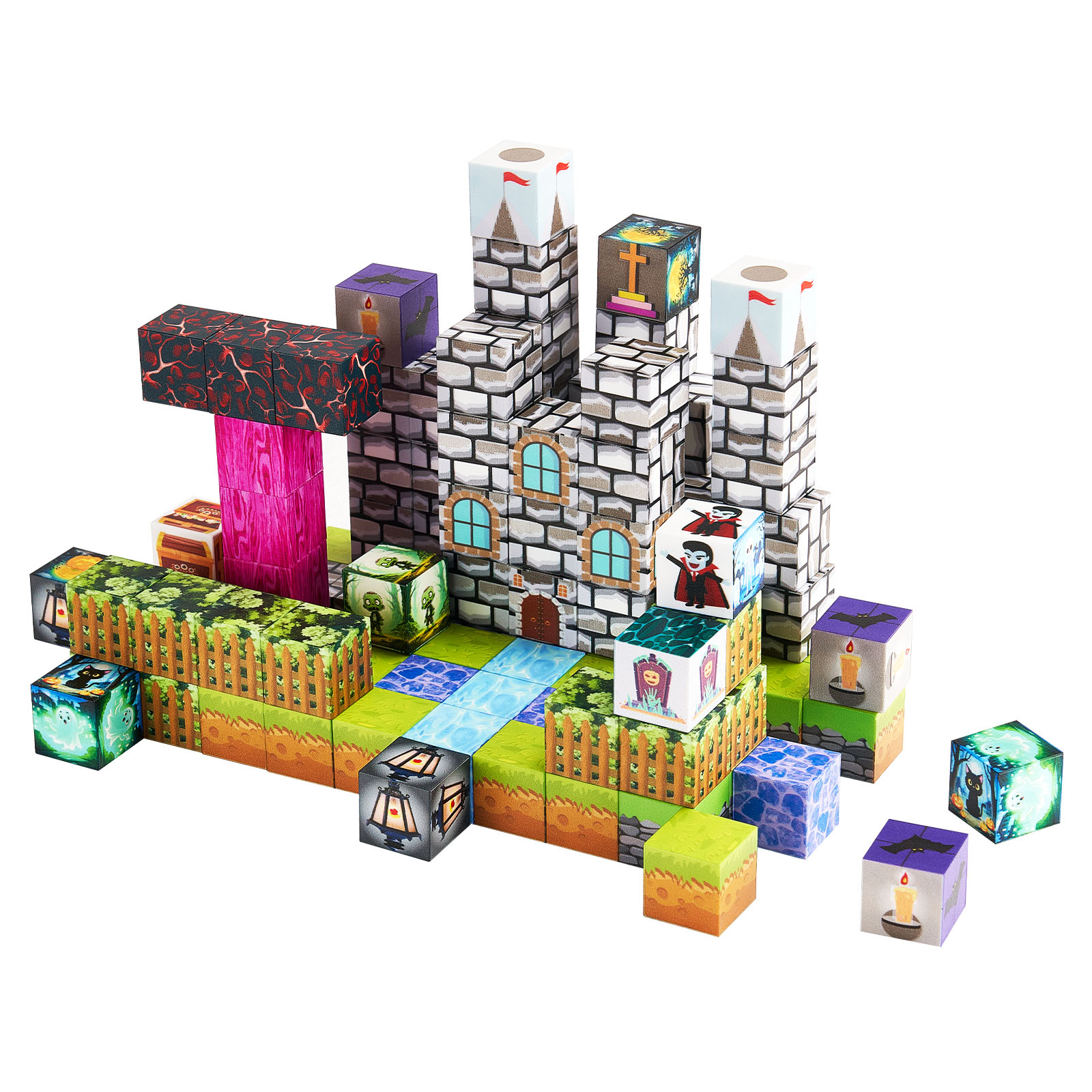Magnetic Blocks 100 PCS Cemetery Zombies Set STEM Montessori Sensory Toys