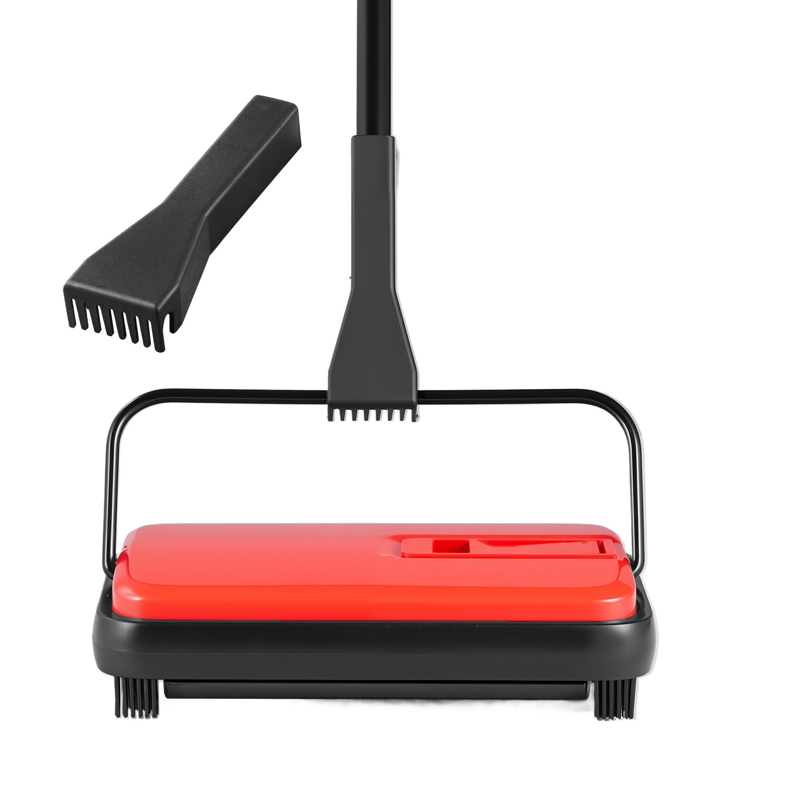 Carpet Sweeper, 6.7 in Sweeping Paths, Floor Sweeper Manual Non Electric, 300 ml Dustbin Capacity with Comb for Home Office Rugs Hardwood Surfaces Wood Floors Laminate, Cleans Dust Pet Hair