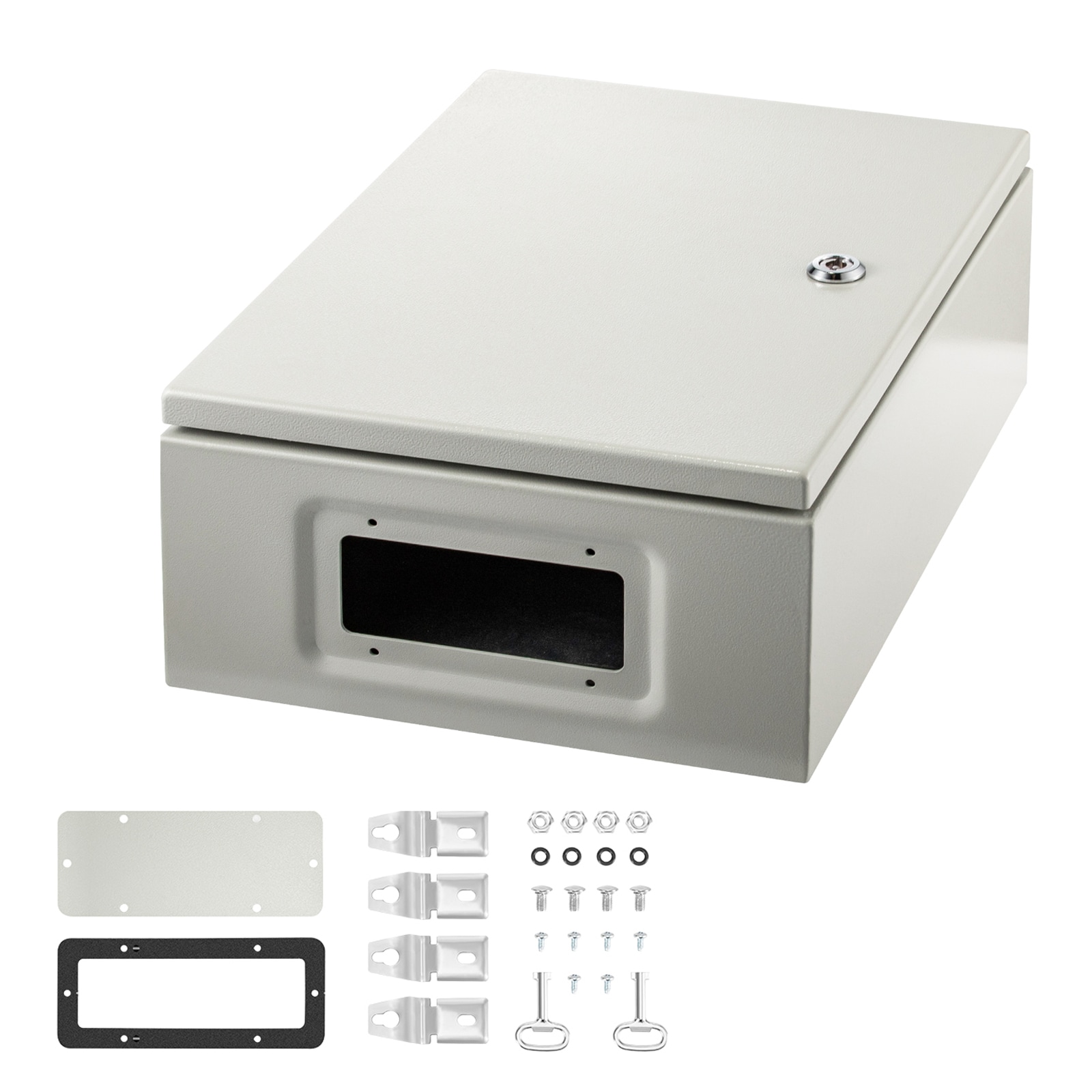 Electrical Enclosure Box, 16'' ×12'' ×6'', Carbon Steel Hinged Junction Box, IP66 Waterproof & Dustproof, Outdoor Electrical Box, with Mounting Plate