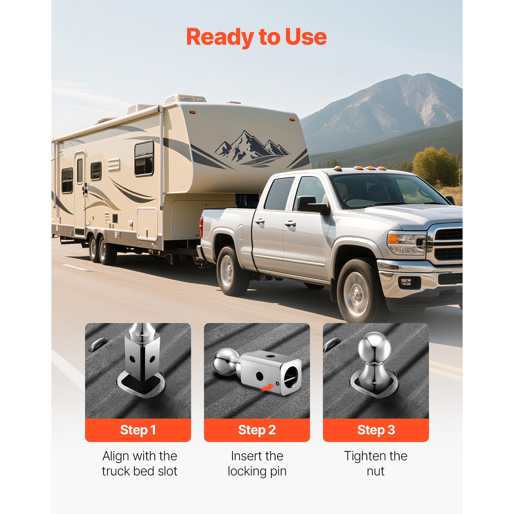 Gooseneck Ball Hitch, Compatible with 2-5/16 Inch Hitch Replacement Ball, Gooseneck Trailer Hitch Up to 30,000 lbs Load Capacity, Fit Off-road Rescue, RV Towing & Industrial Equipment Transport