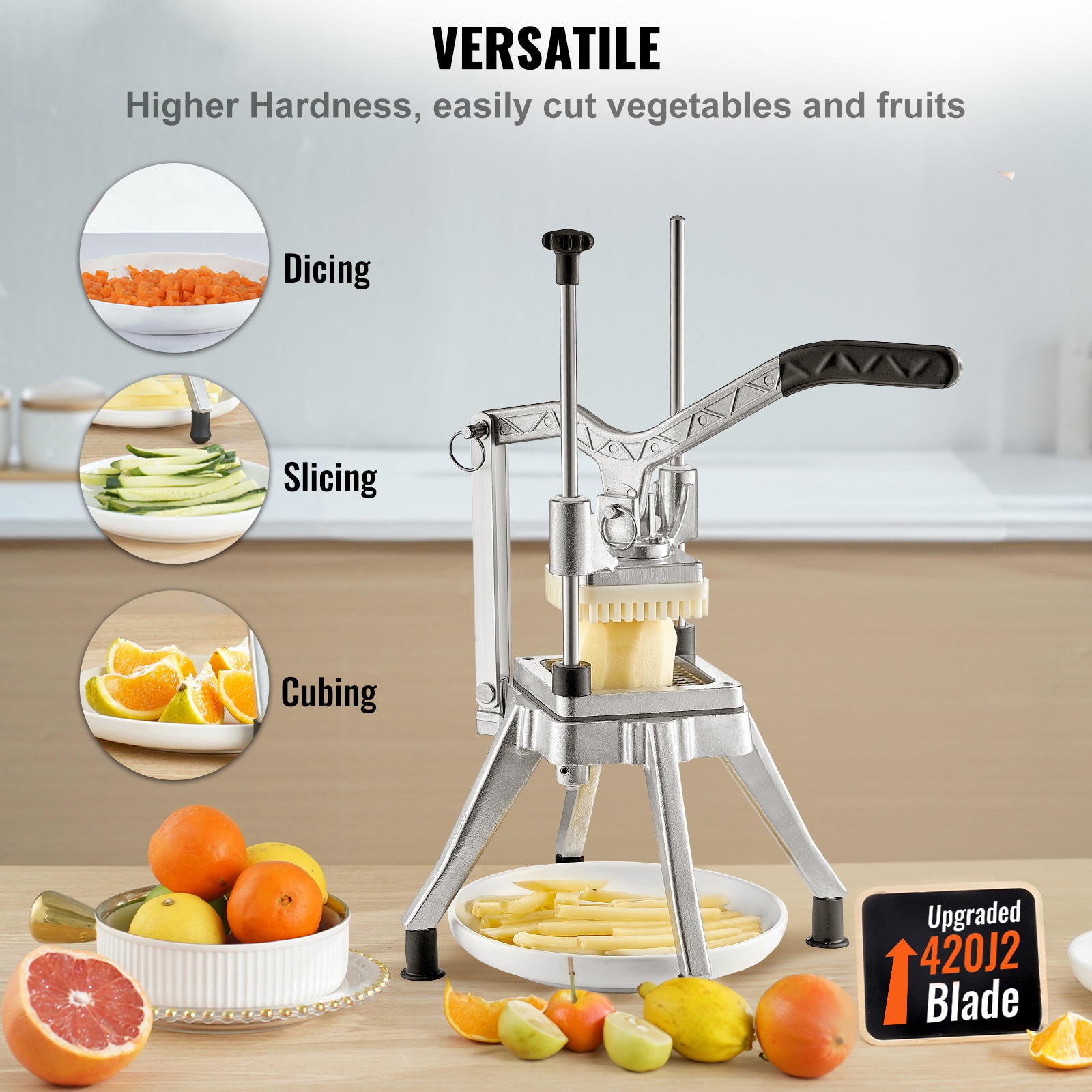 Commercial Chopper Commercial Vegetable Chopper with 4 Blades Fruits Dicer
