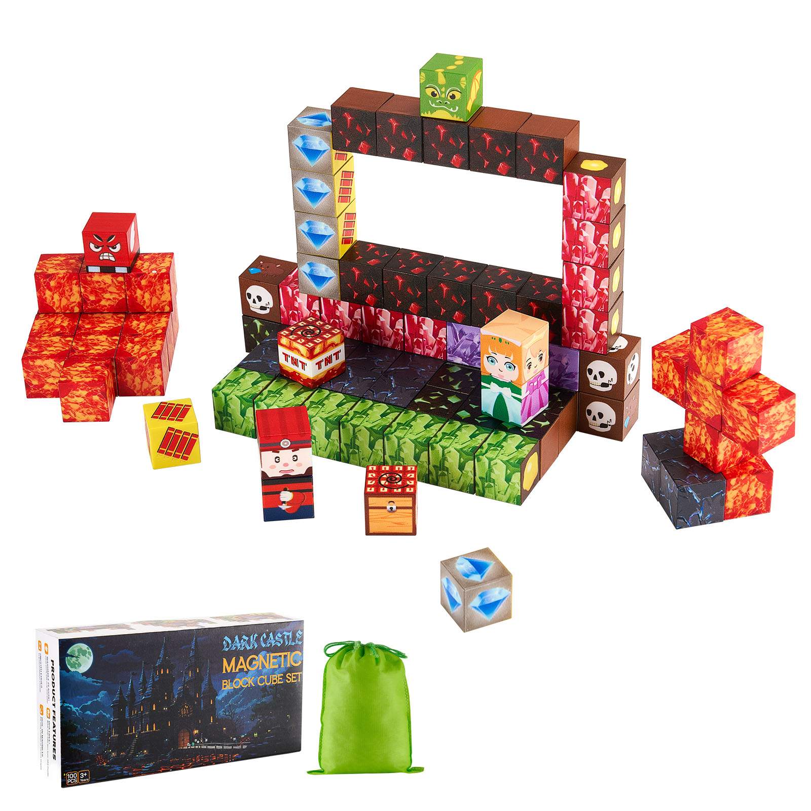 Magnetic Blocks 100 PCS Dark Castle Set STEM Montessori Sensory Toys