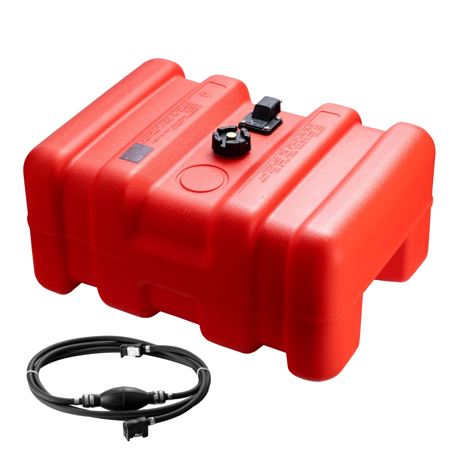 Marine Fuel Tank, 14.53 Gallon/55L, Portable Boat Fuel Gas Tank for Outboard Engine Boats, Plastic Outboard Marine Boat Fuel Tank with Hose, Easy to Carry for Yacht, Fishing Boat, Deck Boat, Red