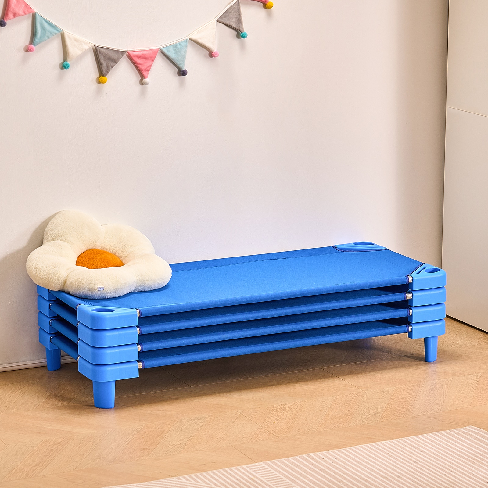 Stackable Kiddie Cot, Pack of 4, Portable Toddler Nap Cots, Standard Size 52
