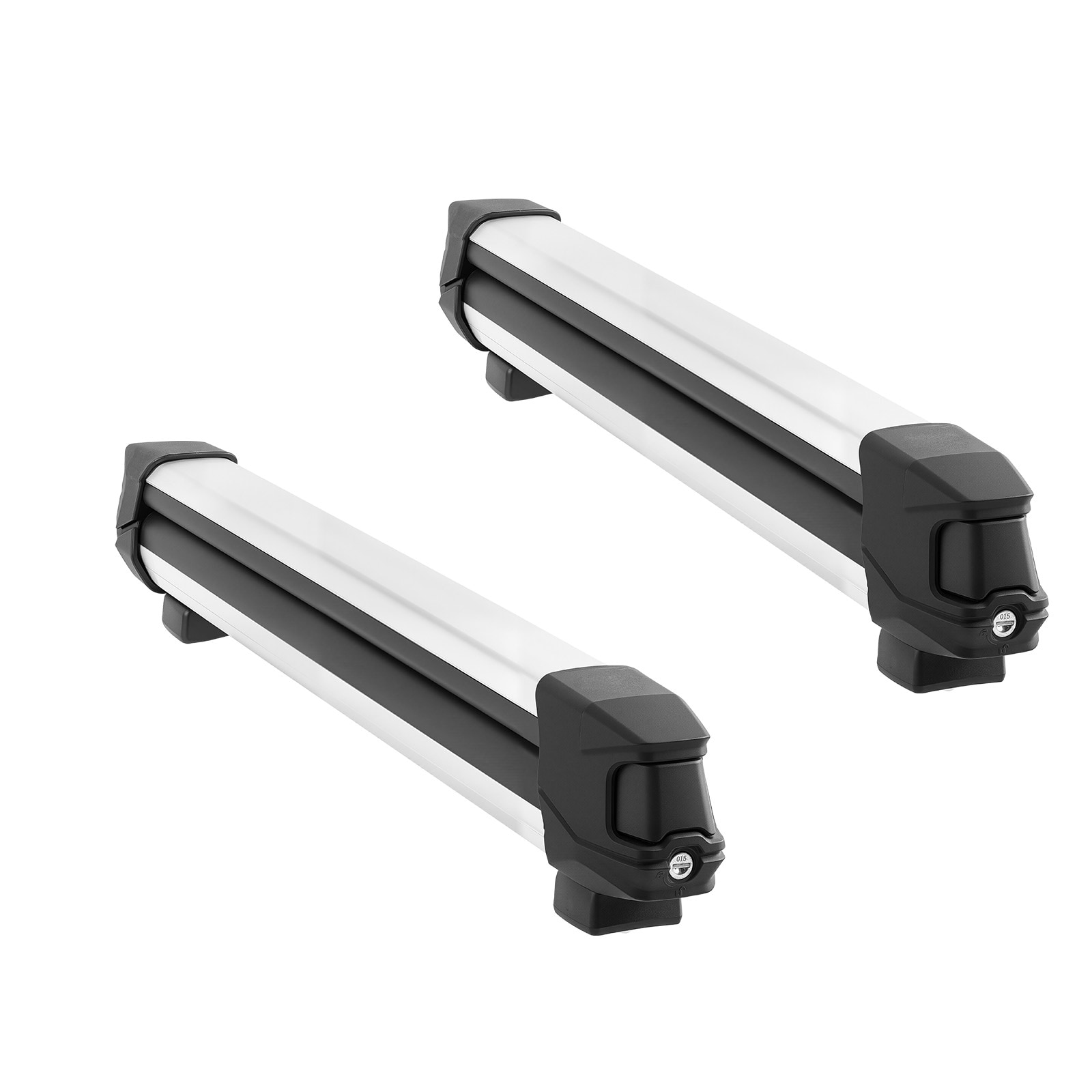 Ski & Snowboard Roof Rack, Carry up to 6 Pairs of Skis or 4 Snowboards, 2 PCS Aluminum Universal Car Roof Rack Top Holder with Lock & Rubber Padding for Fishing Rod, Fit Most Slotted Crossbars