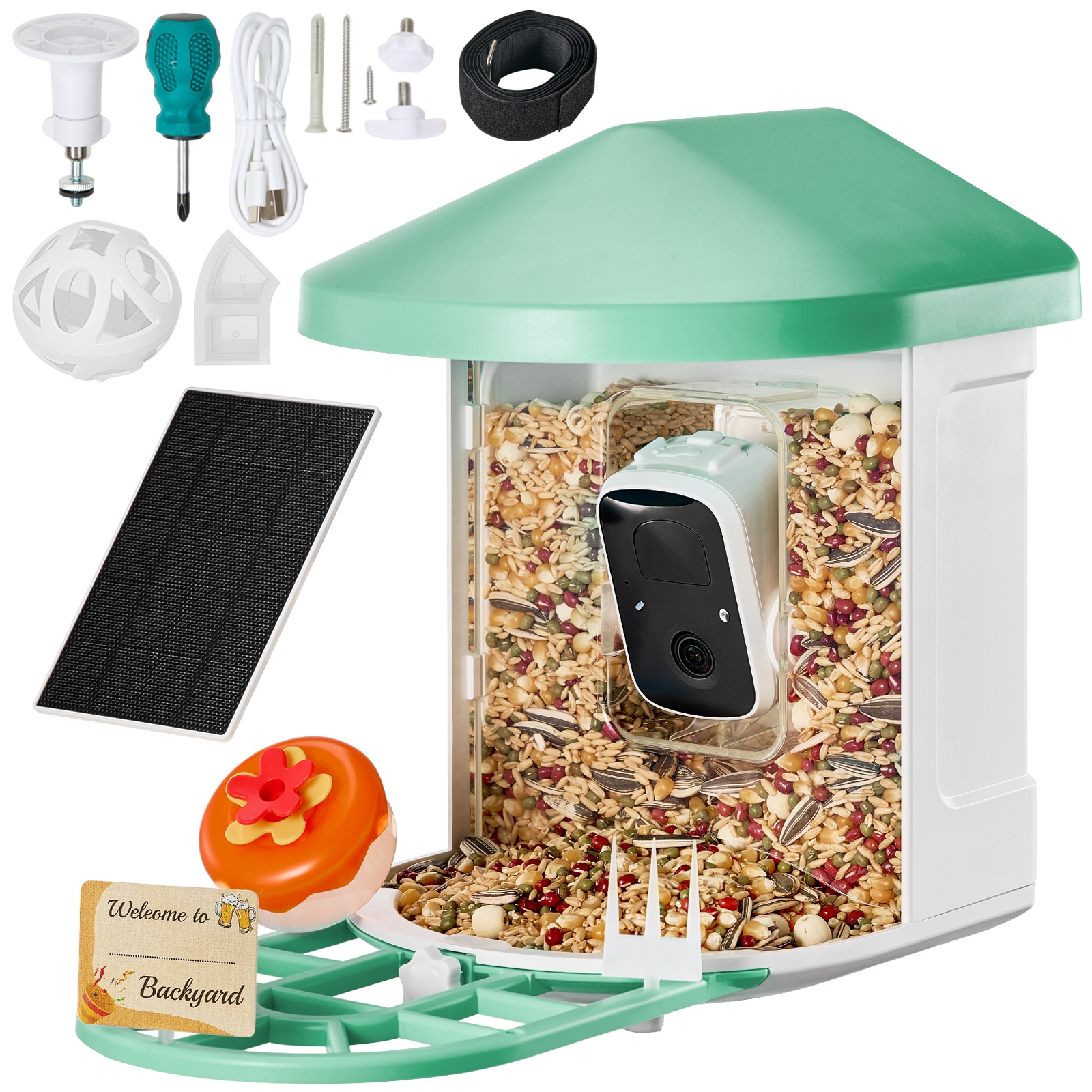 Smart Bird Feeder with Camera 2K HD AI Identify Bird Species Auto Capture