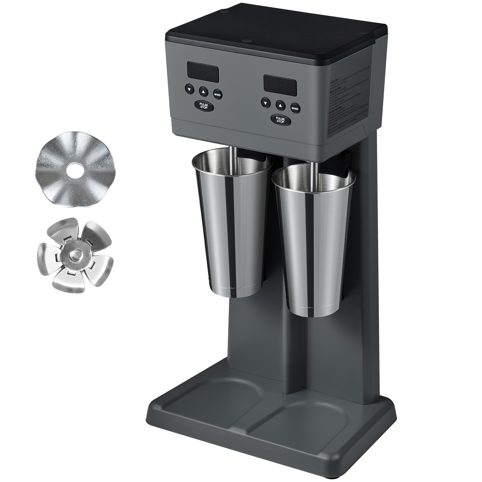 Milkshake Maker, 375W x 2 Electric Milkshake Machine, Commercial Double Heads Drink Mixer Blender, LED Intelligent Microswitch, 3-Speed Milkshake Mixer with 2 x 820 ml Stainless Steel Cups