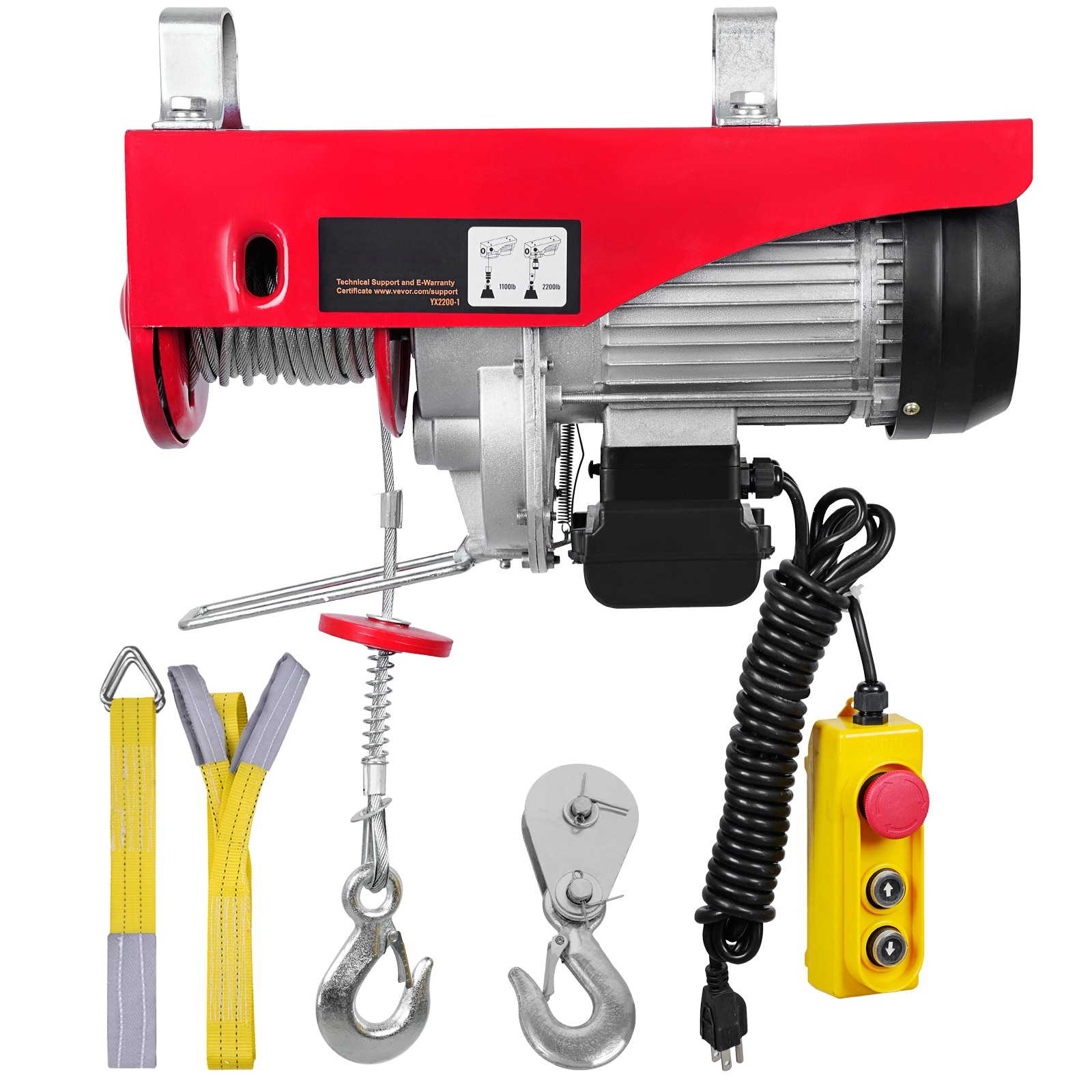2200磅阁楼升降机，1600W 110V电动葫芦，配14英尺有线遥控器，40英尺单缆提升高度，纯铜电机，适用于车库、仓库、工厂