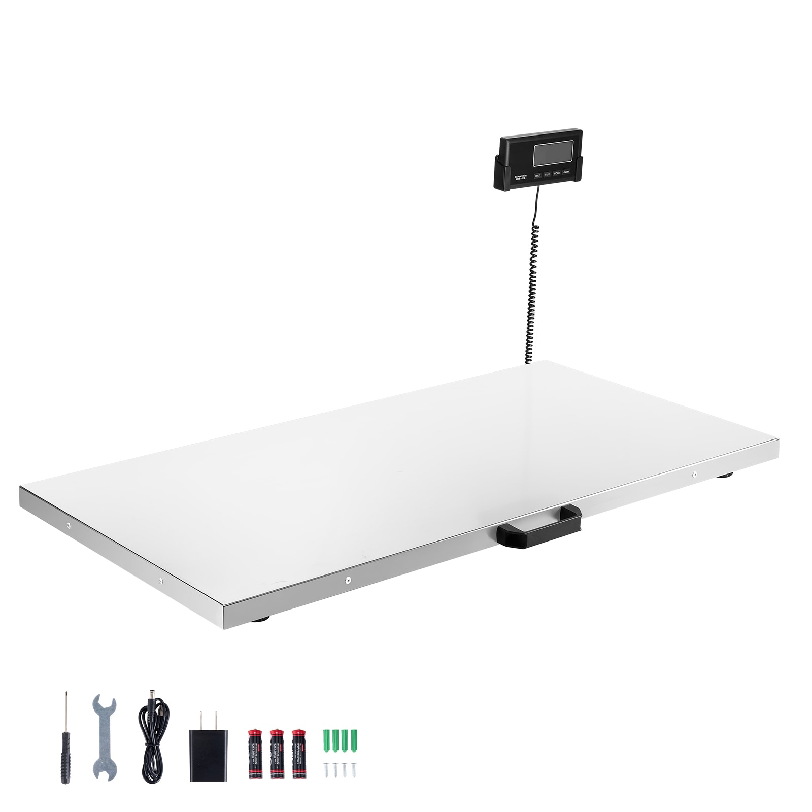 Digital Shipping Scale, 0.1 lbs High Accuracy, 660 lbs Postal Scale with LCD Display, Hold/Tare Function & AC/DC Power Supply, Fit for Packages, Postage, Luggage, Battery & Adapter Included