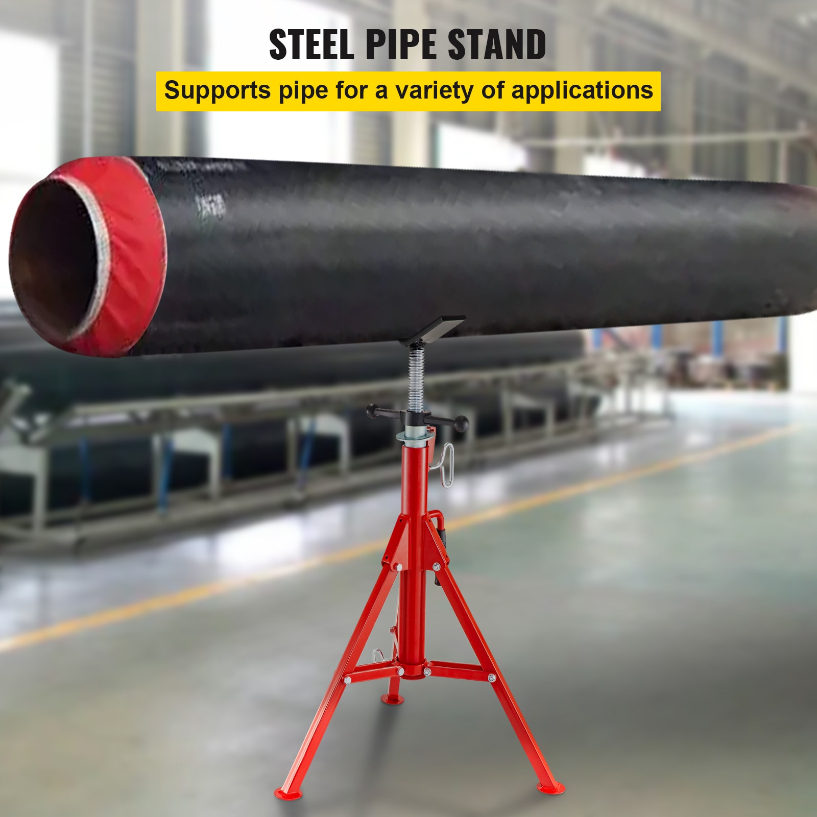 V Head Pipe Stand Adjustable Height 28-52 Inch, Pipe Jack Stands 2500 LB. Capacity,Folding Portable Pipe Stands 1/2 to 12 Inch Pipe Supporting,Steel Jack Stands