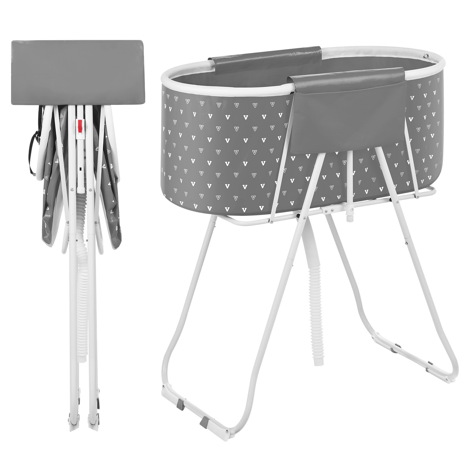 Foldable Dog Bathtub Elevated Grey Shower Station for Small & Medium Dogs & Cats