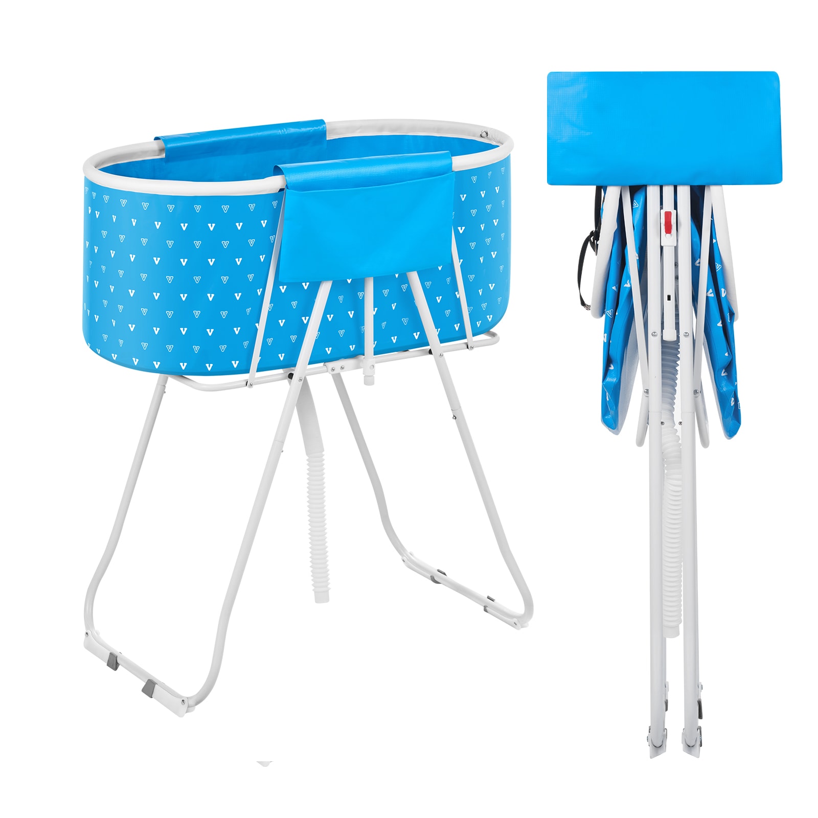 Foldable Dog Bathtub Elevated Light Blue Bathing Station for Small & Medium Pets