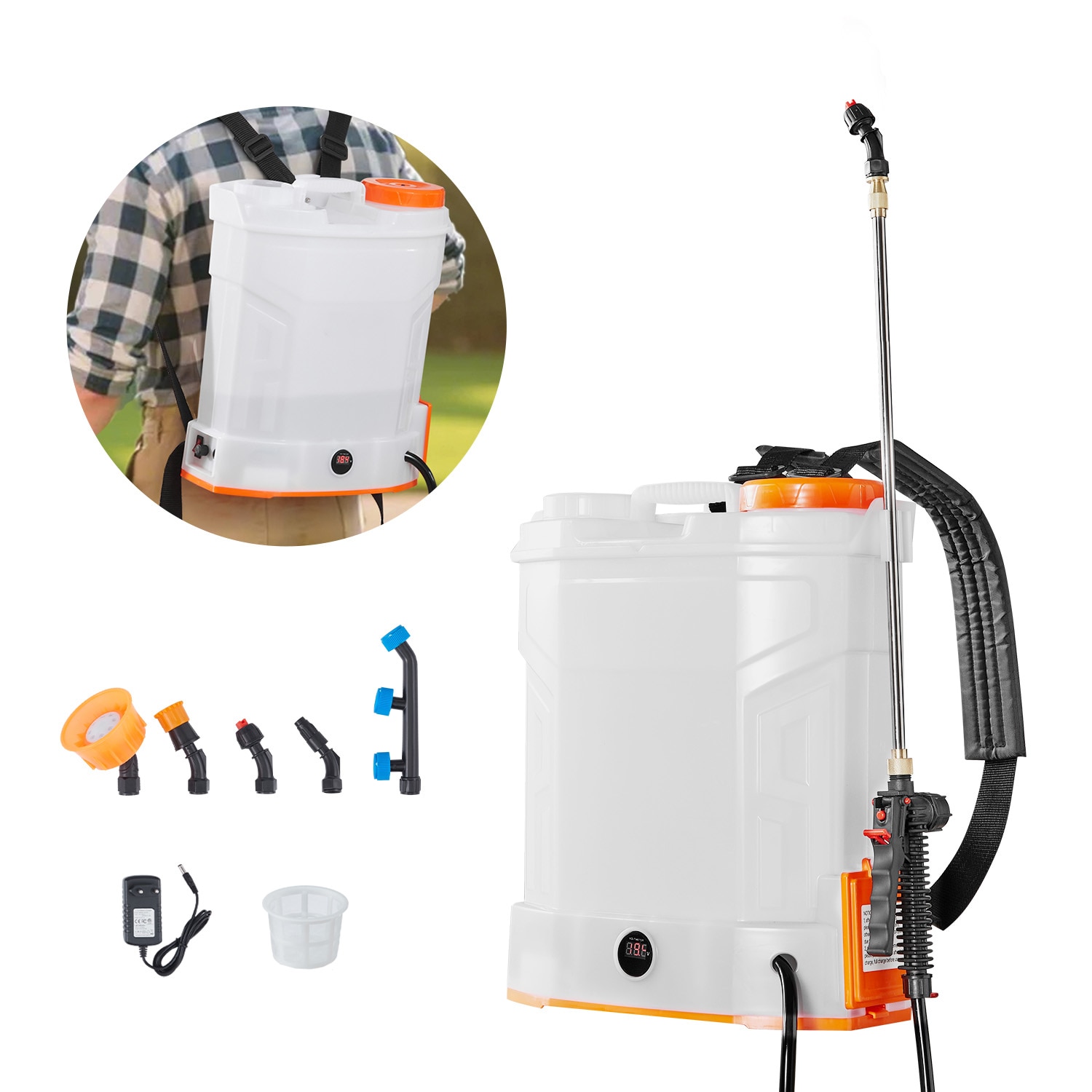 3.2 Gallon Battery Powered Backpack Sprayer 0-90 PSI 2H Runtime for Yard Lawn